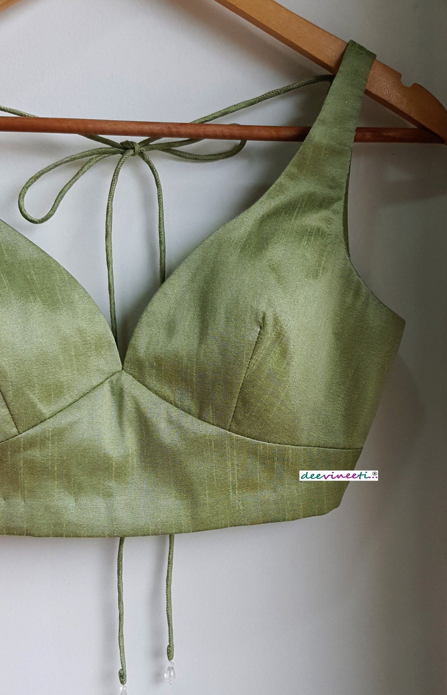 Raw Silk Deep Sweetheart Neck Solid Blouse DVBL_271