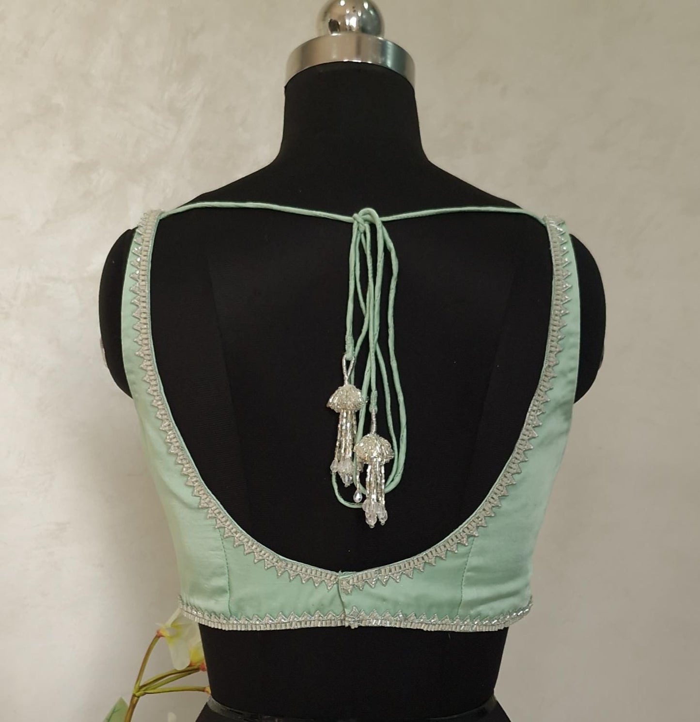 Mint Green Modal Satin Sleeveless Blouse DVBL_406