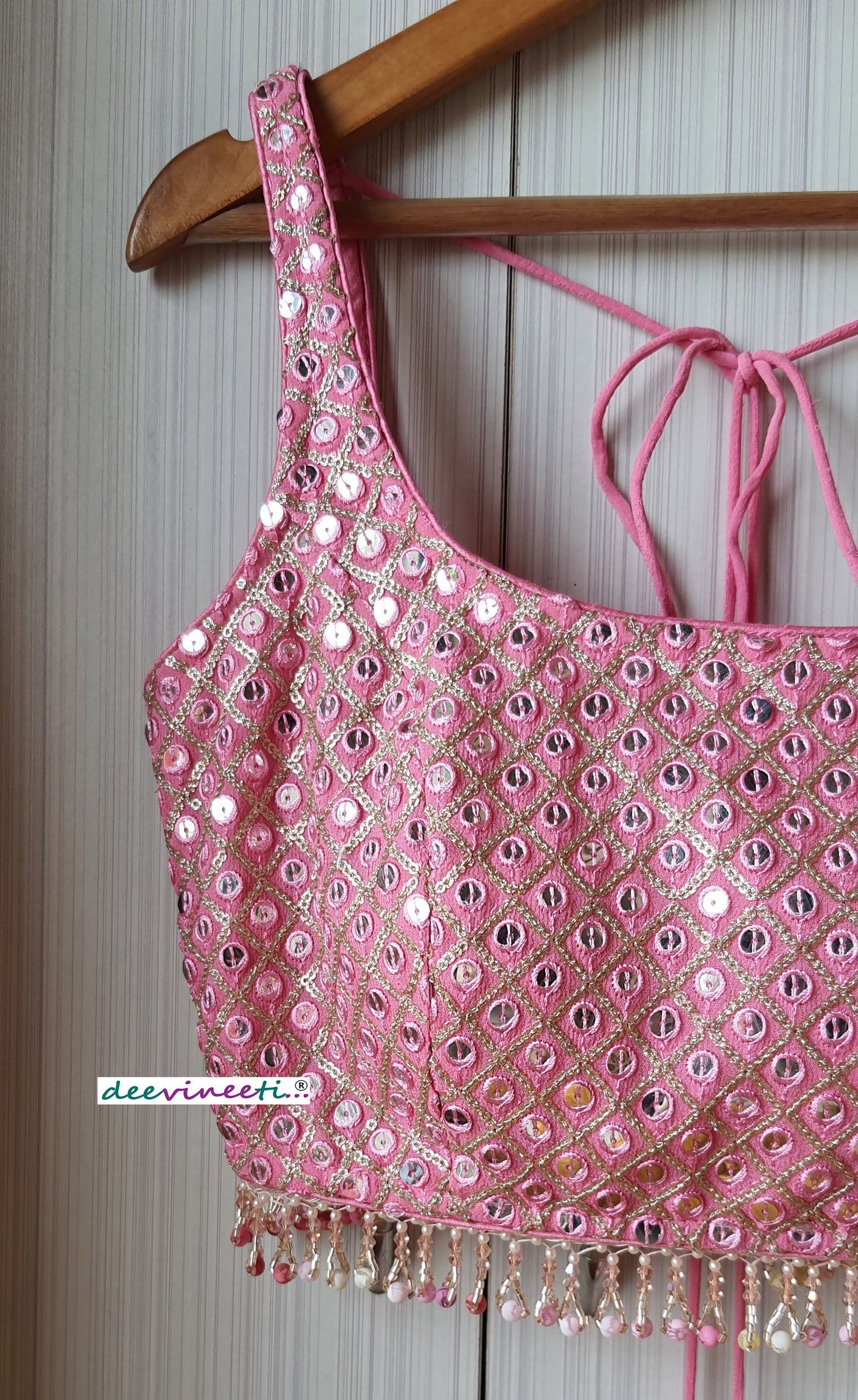 Embroidered Pink Blouse U Neck DVBL_204