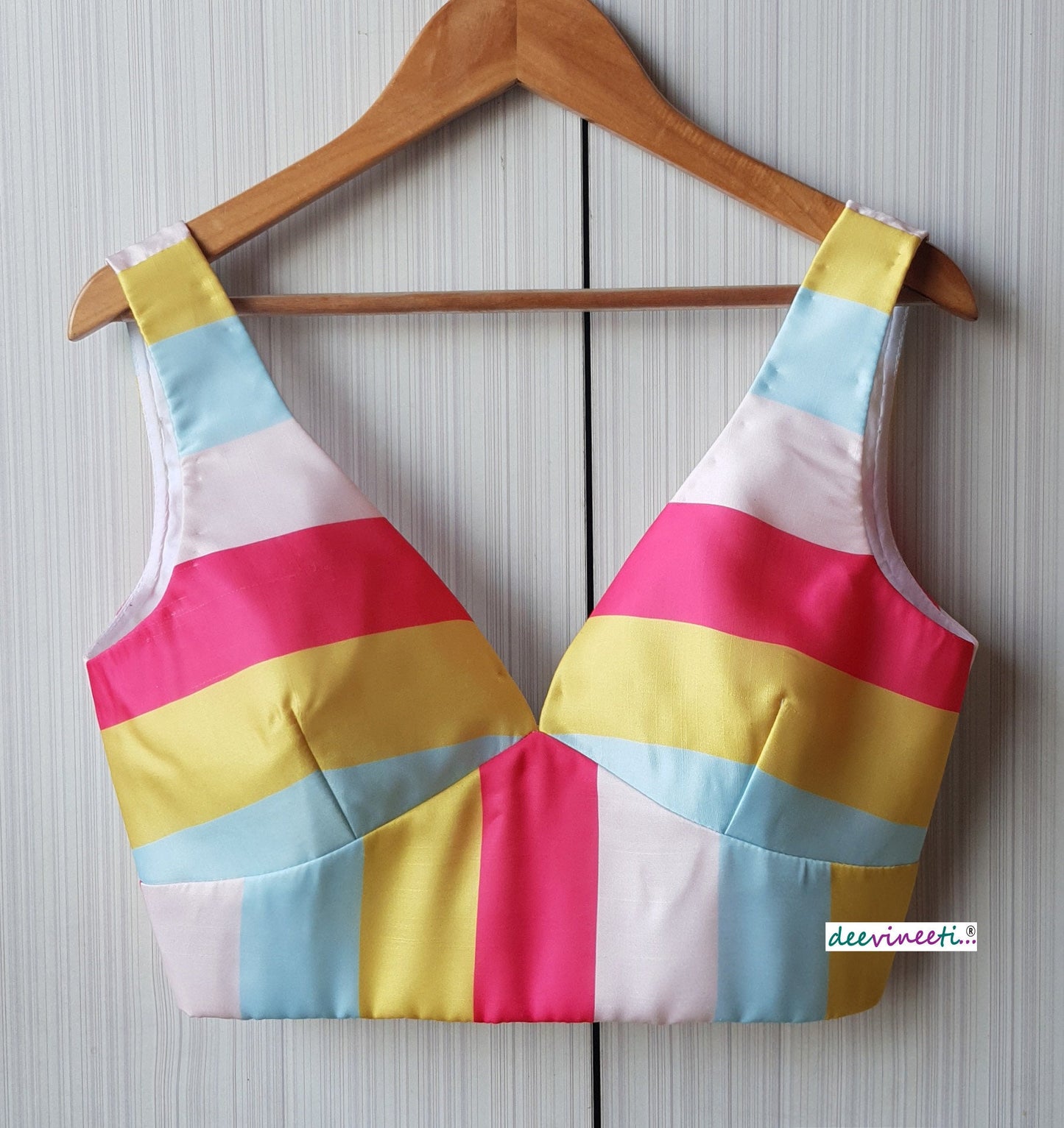Linen Satin Multicolor Striped Blouse DVBL_158