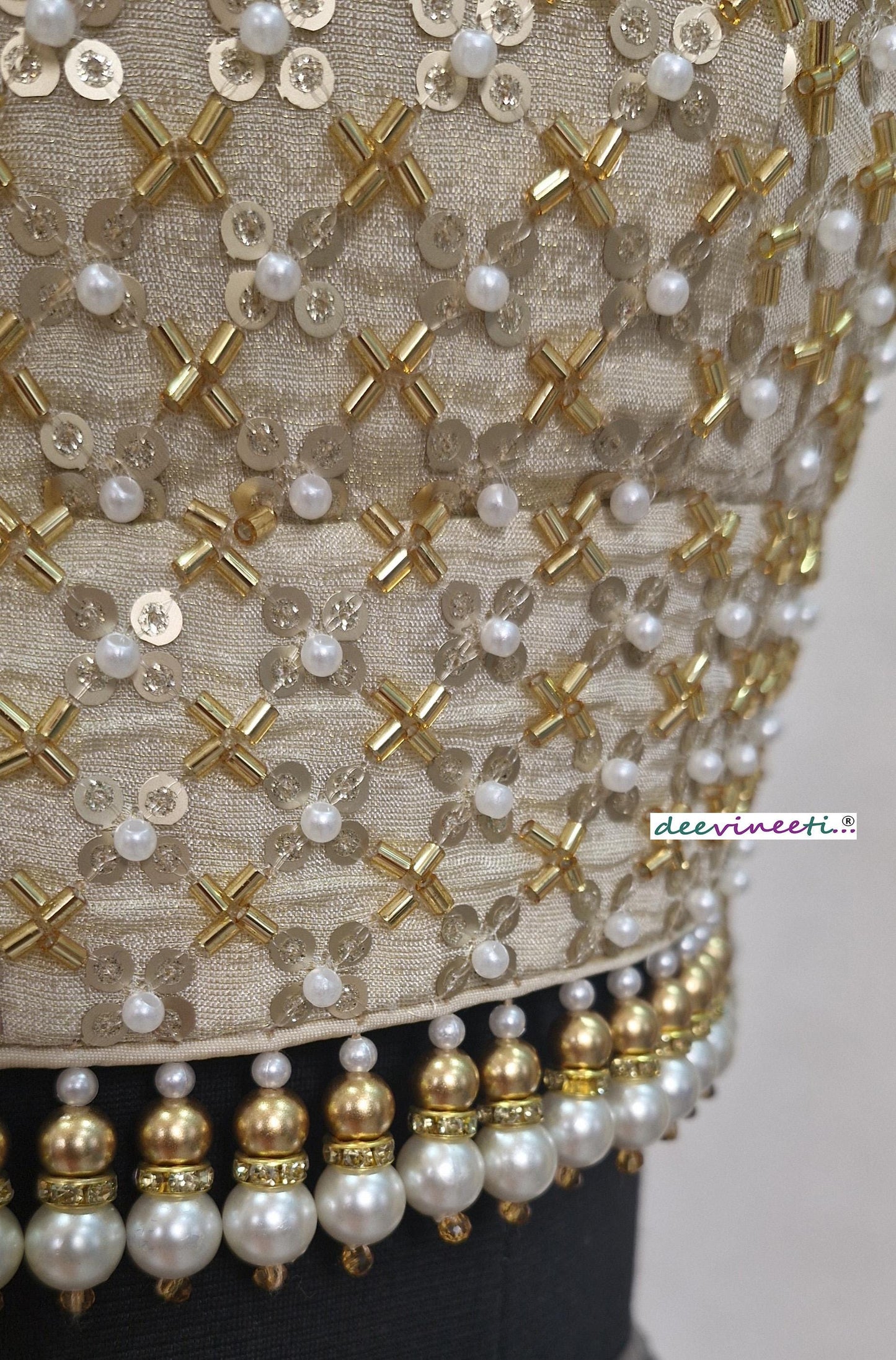 Gold Embroidered Tissue Silk Blouse Square Neck DVBL_399