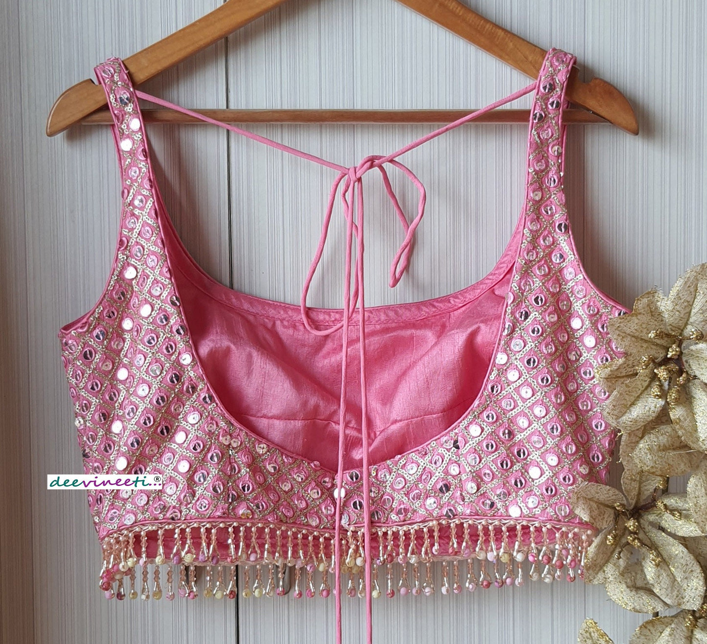 Embroidered Pink Blouse U Neck DVBL_204