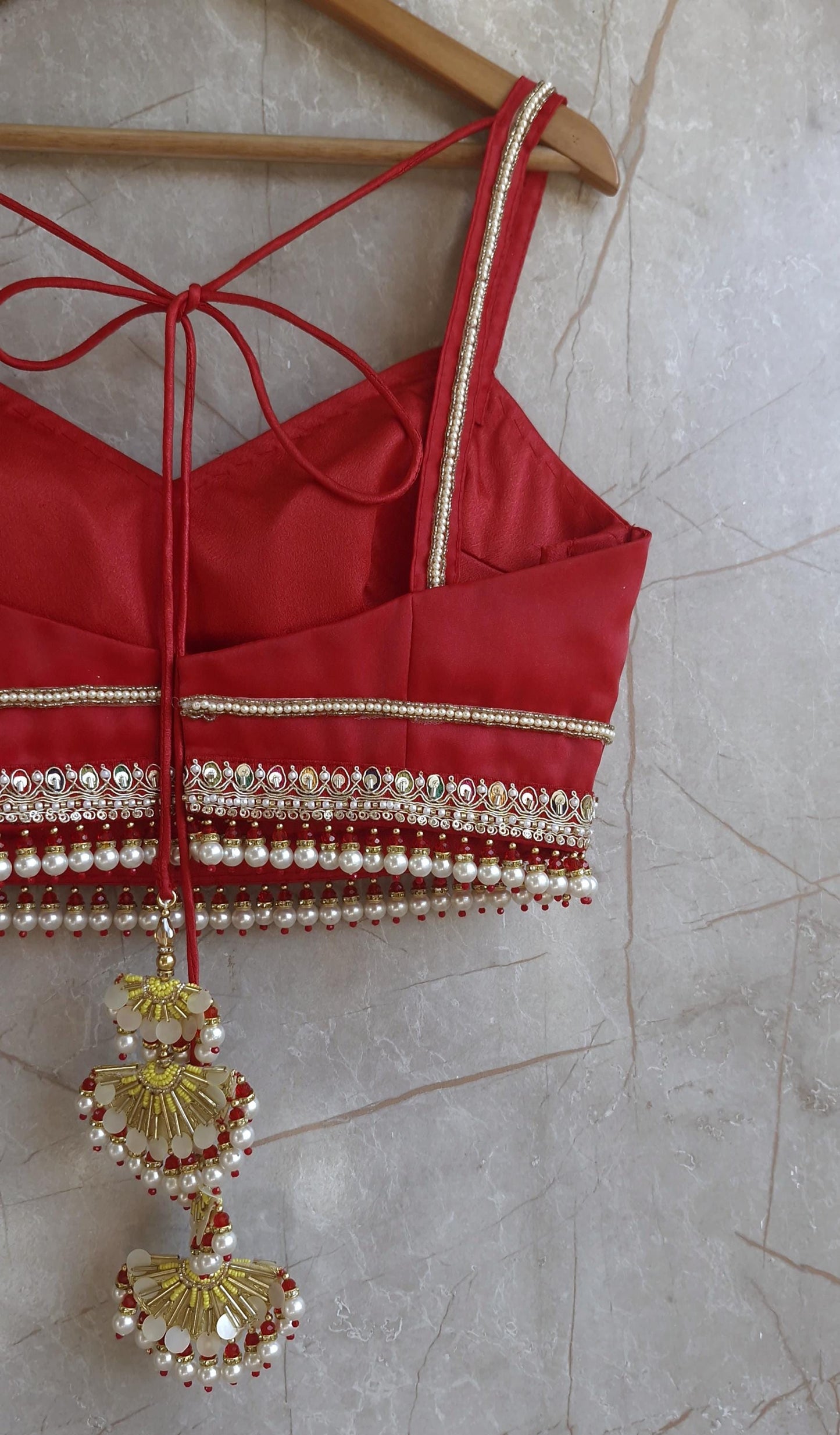 Red Organza Spaghetti Blouse DVBL_408