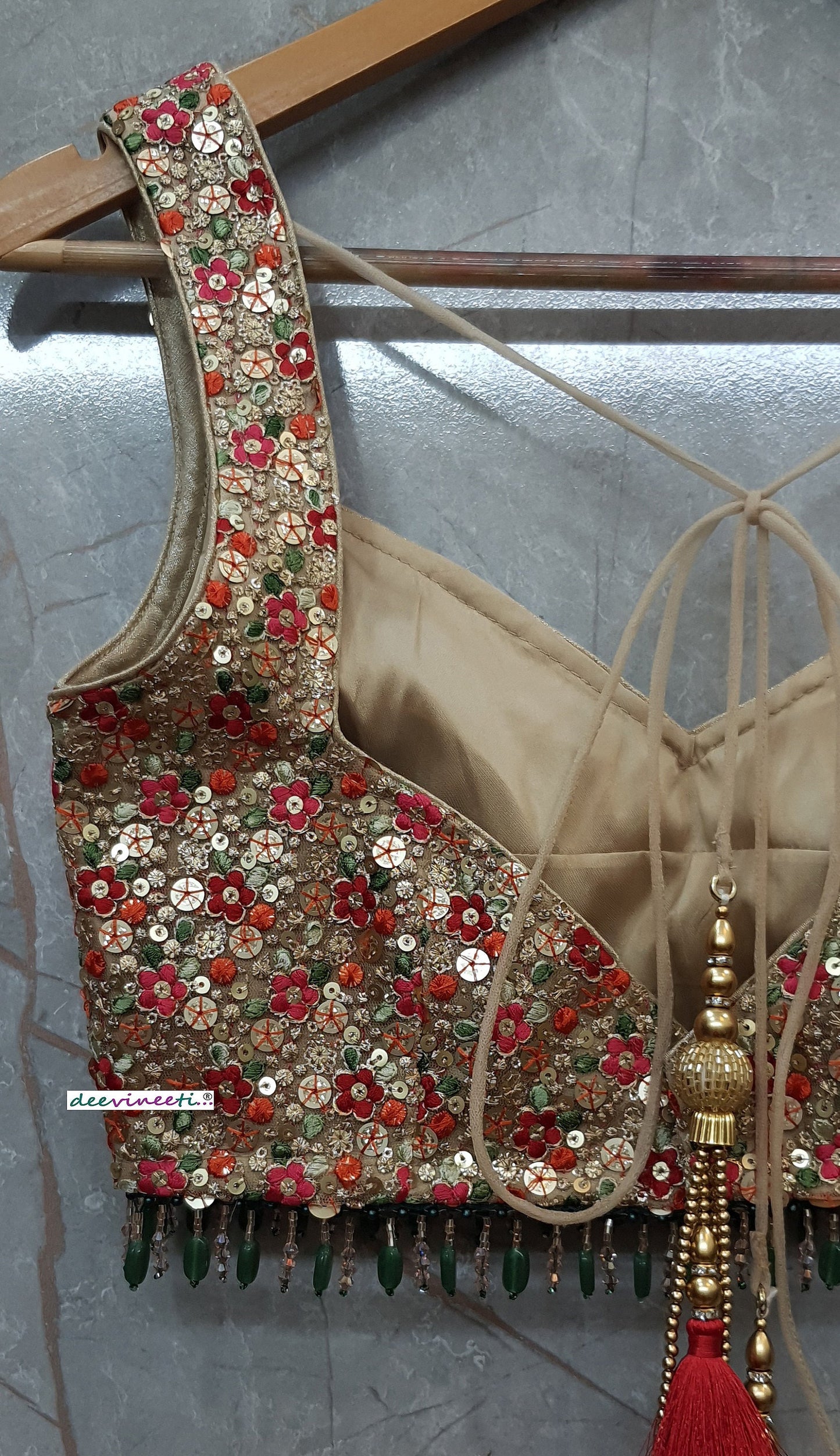 Multicolor Sequins Embroidered Sleeveless Blouse DVBL_195