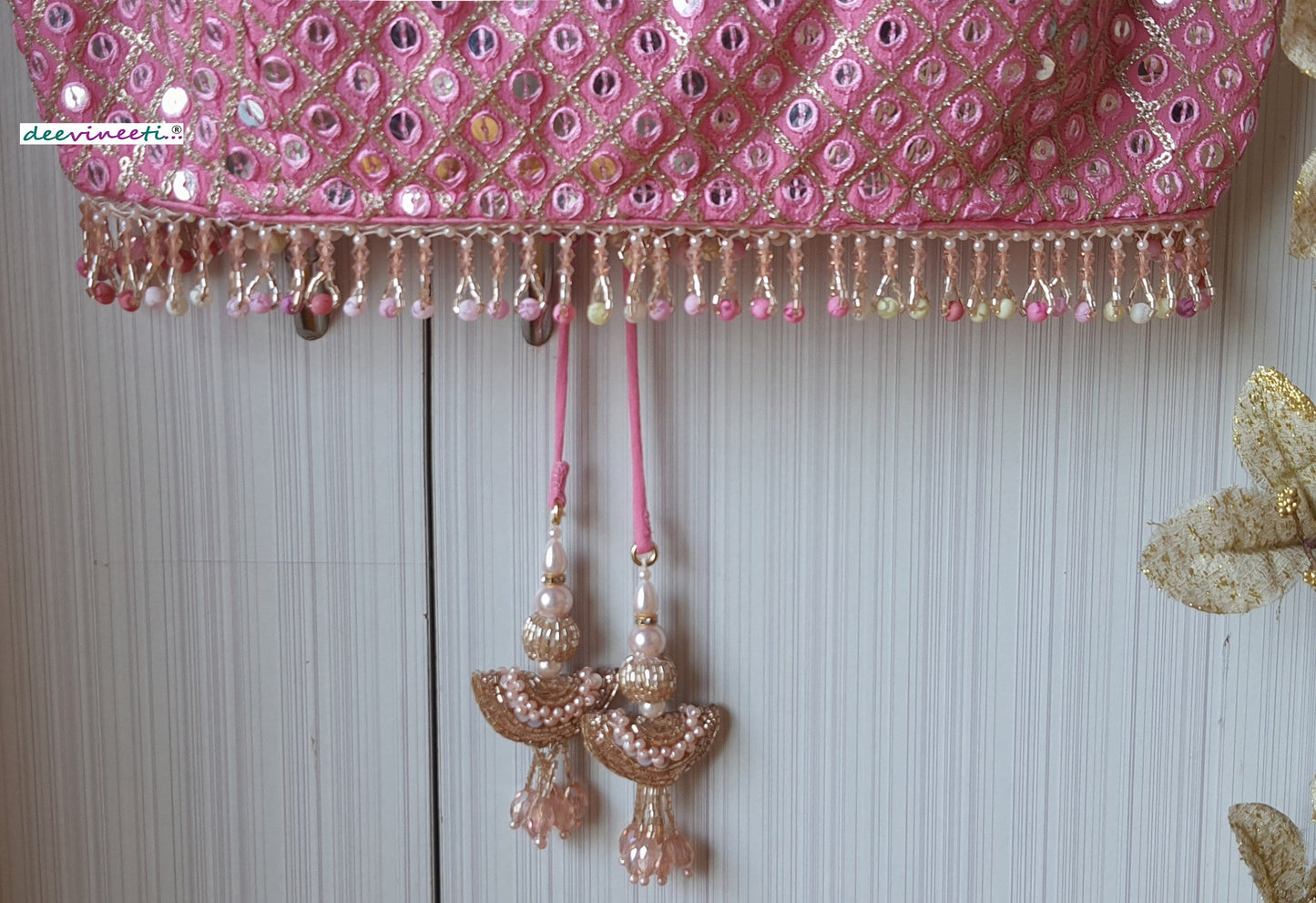 Embroidered Pink Blouse U Neck DVBL_204