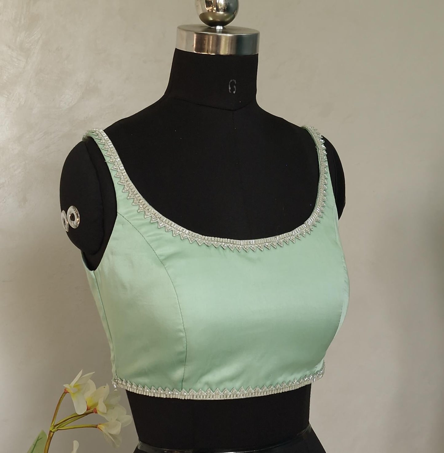 Mint Green Modal Satin Sleeveless Blouse DVBL_406