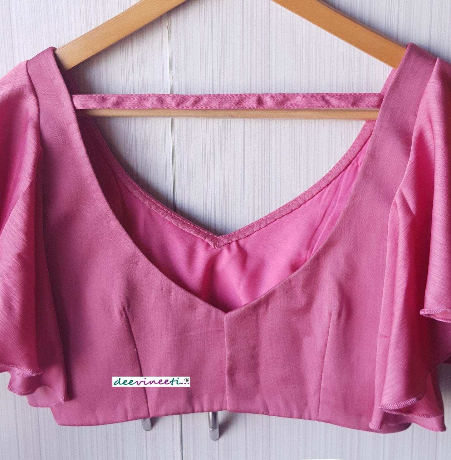 Pink Art Silk Ruffled Sleeves Blouse DVBL_105