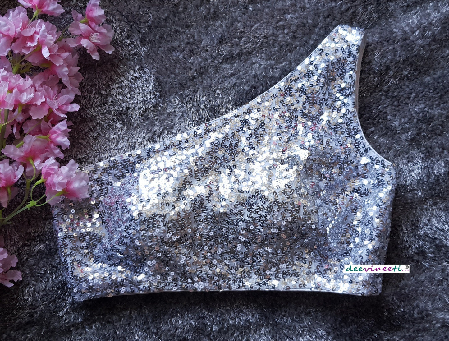 Gold Sequins One Shoulder Blouse. DVBL_028