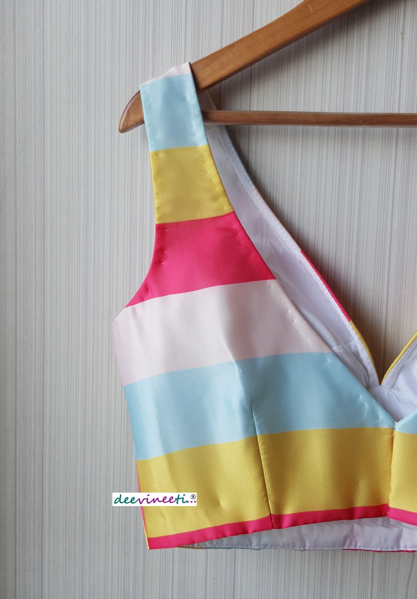Linen Satin Multicolor Striped Blouse DVBL_158