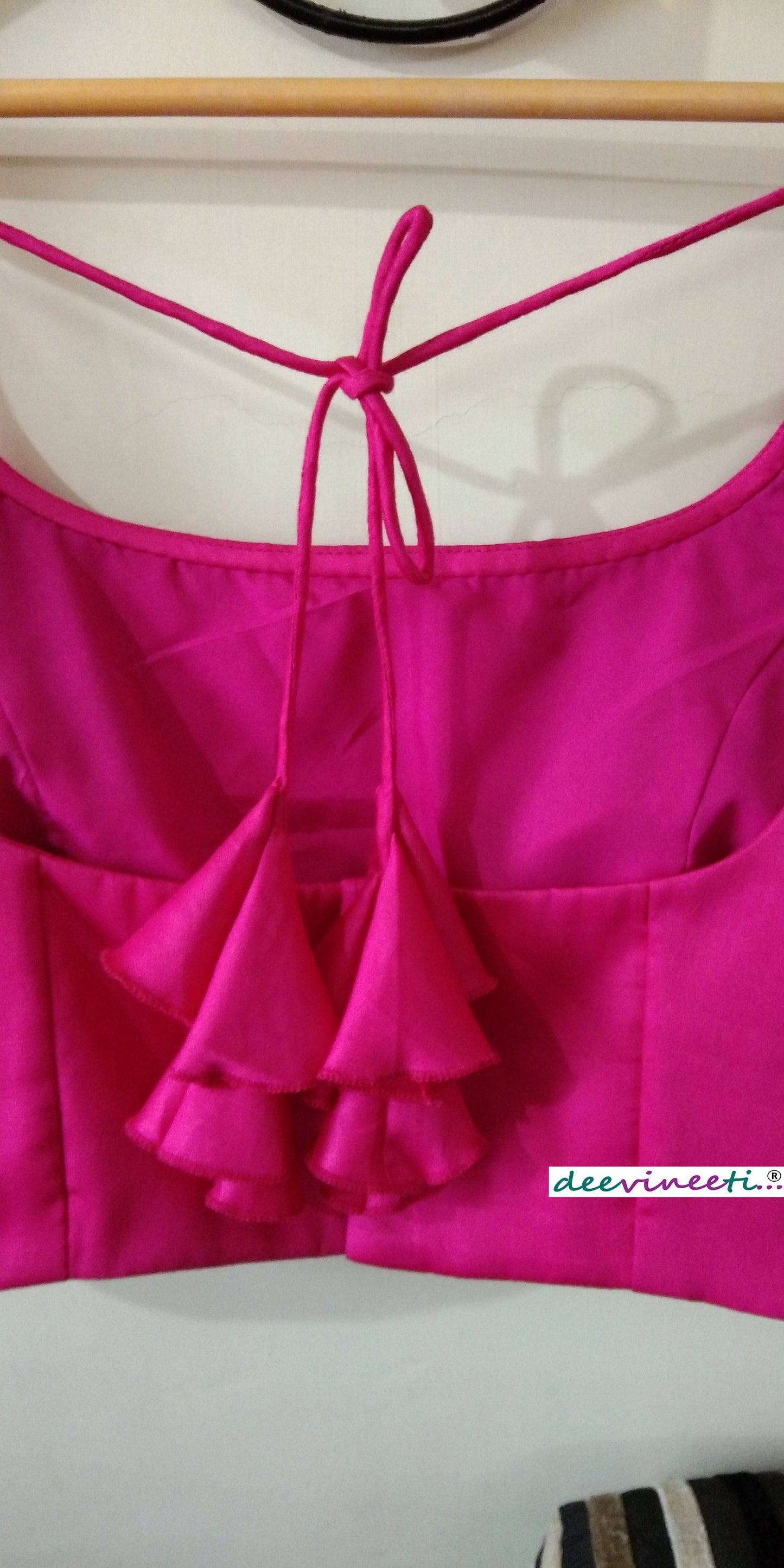 Modal Satin Hot Pink U Neck Blouse. DVBL_019
