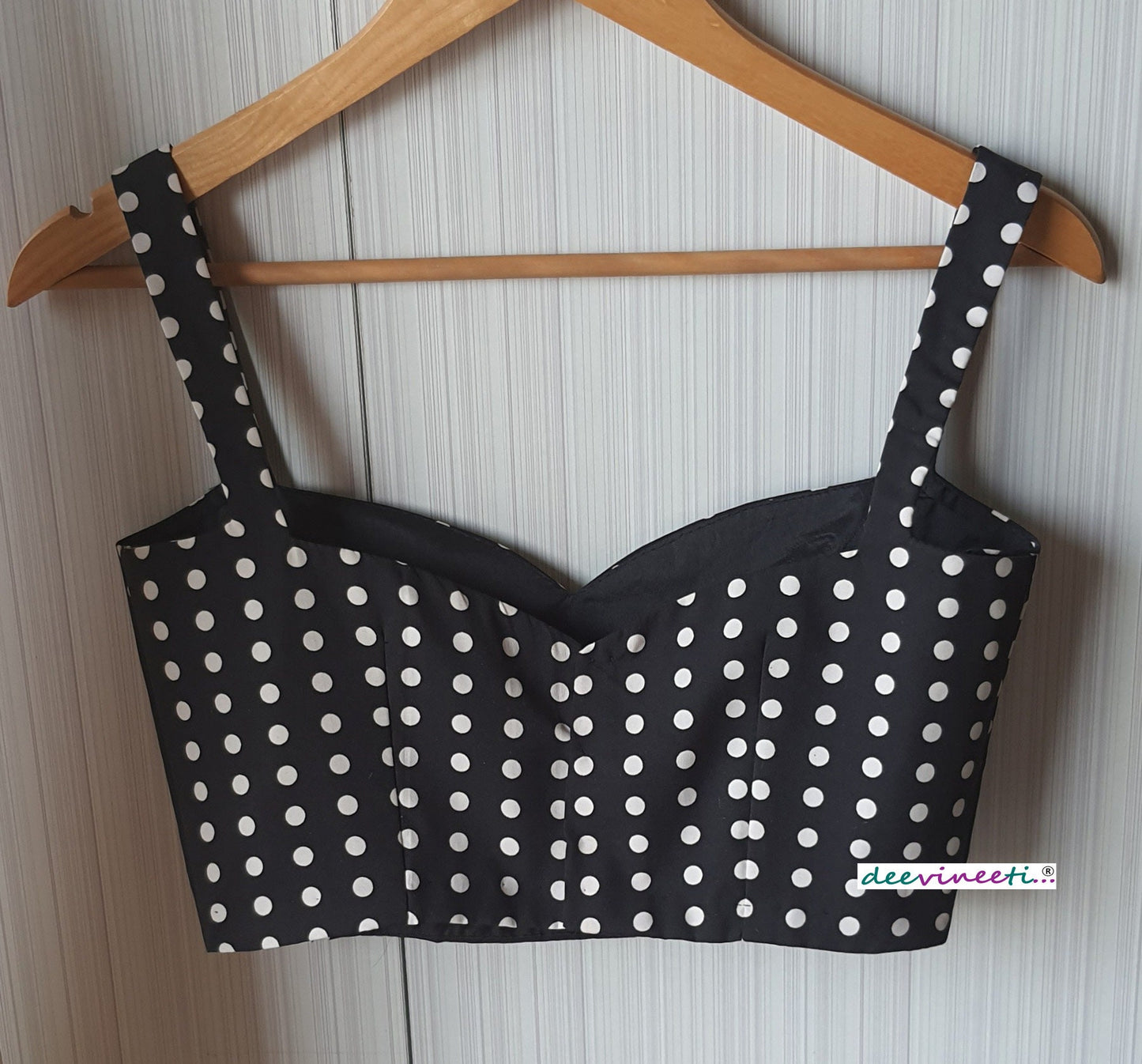 Black Polka Spaghetti Blouse DVBL_076