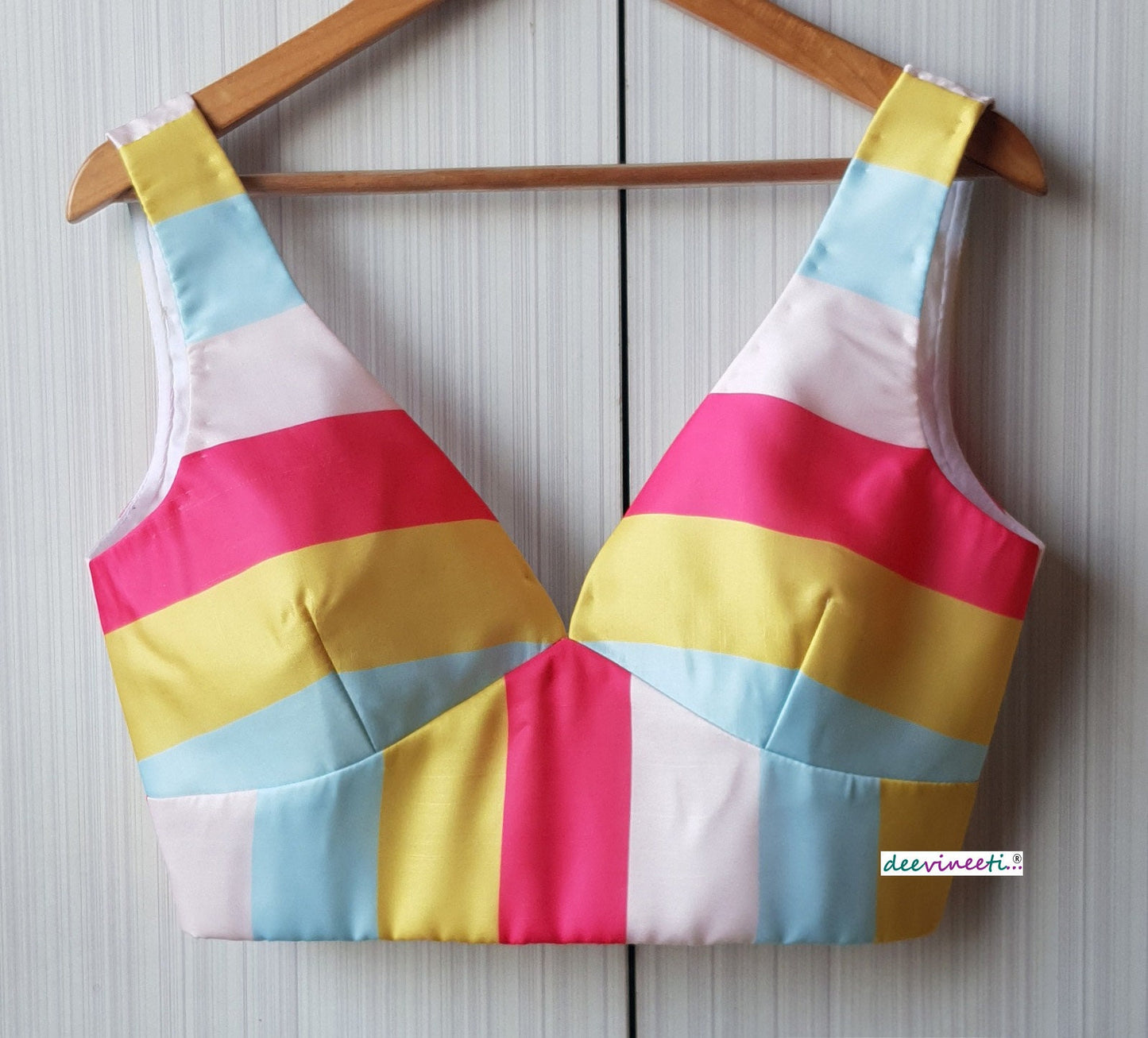Linen Satin Multicolor Striped Blouse DVBL_158