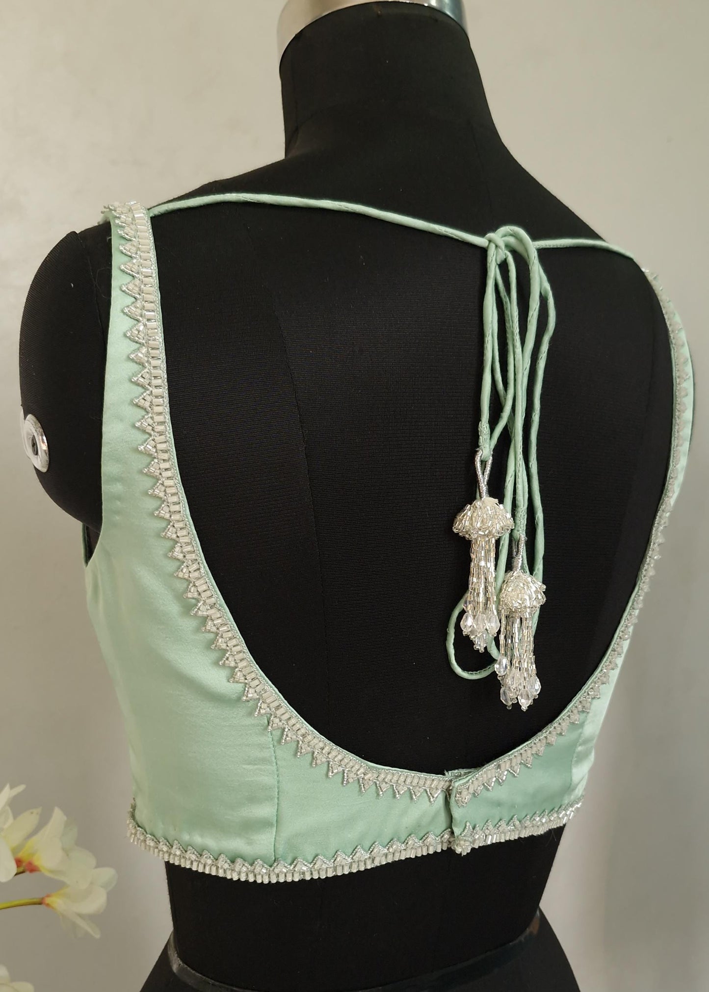 Mint Green Modal Satin Sleeveless Blouse DVBL_406