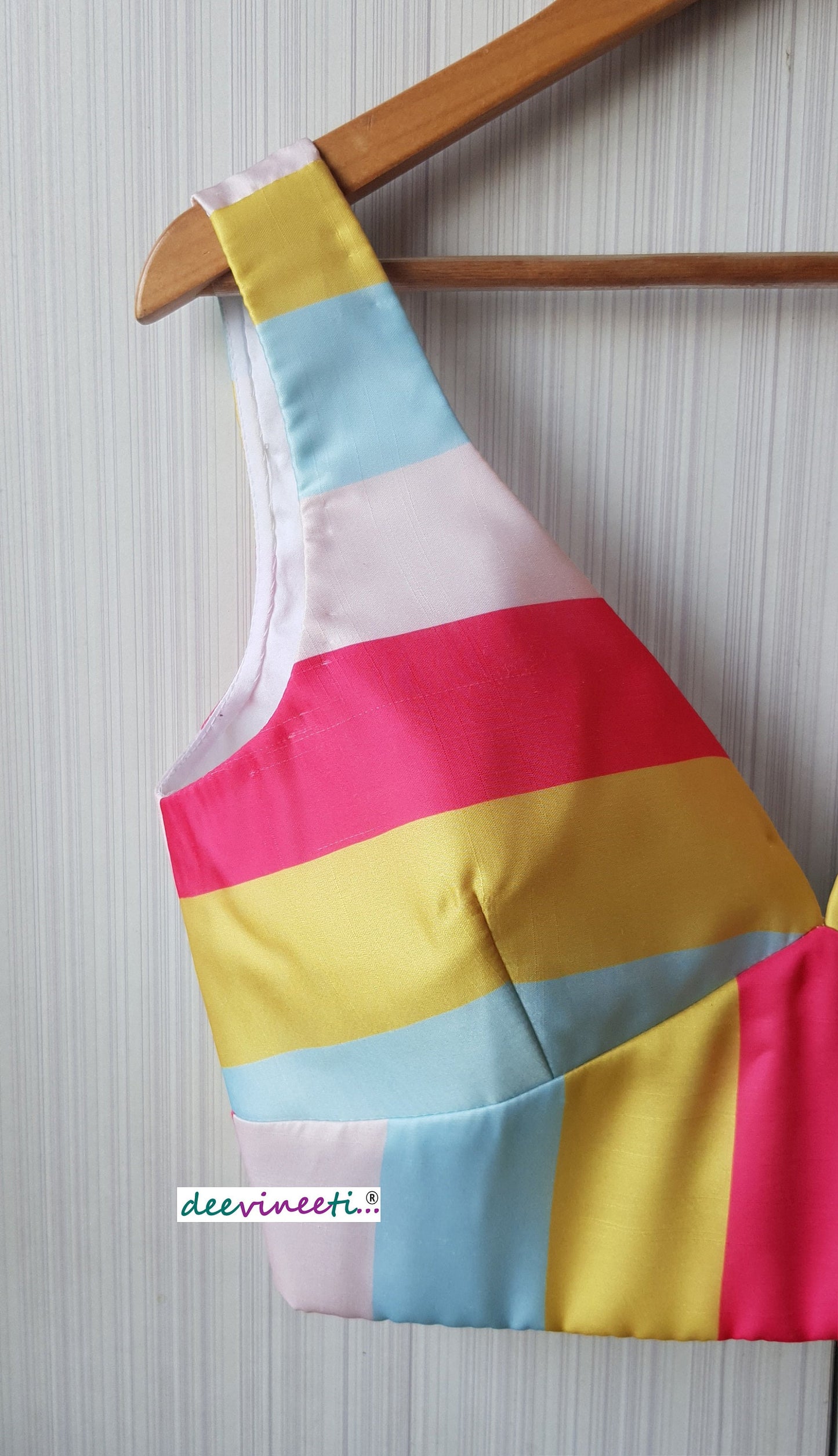 Linen Satin Multicolor Striped Blouse DVBL_158