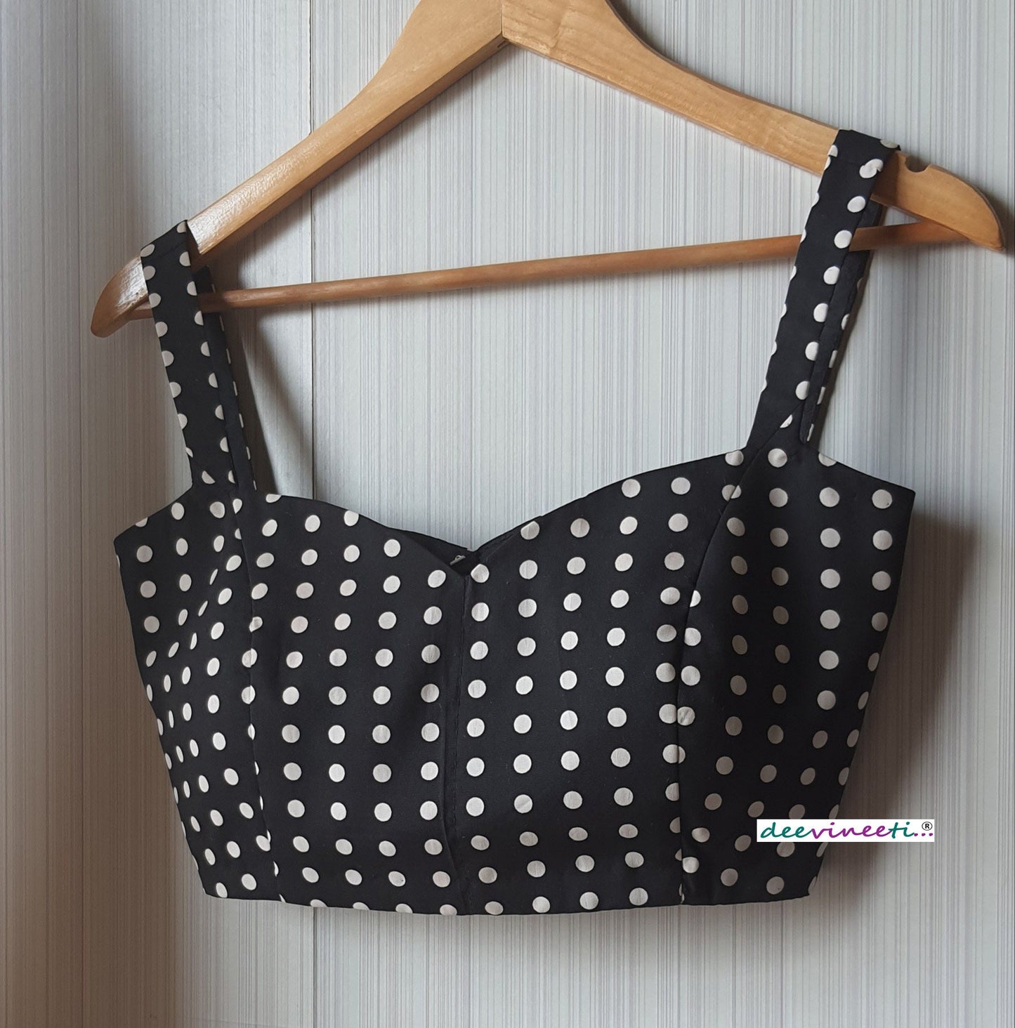 Black Polka Spaghetti Blouse DVBL_076