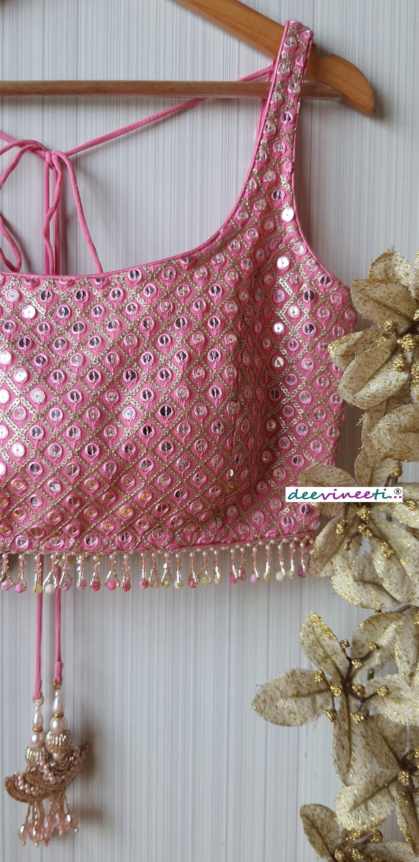 Embroidered Pink Blouse U Neck DVBL_204