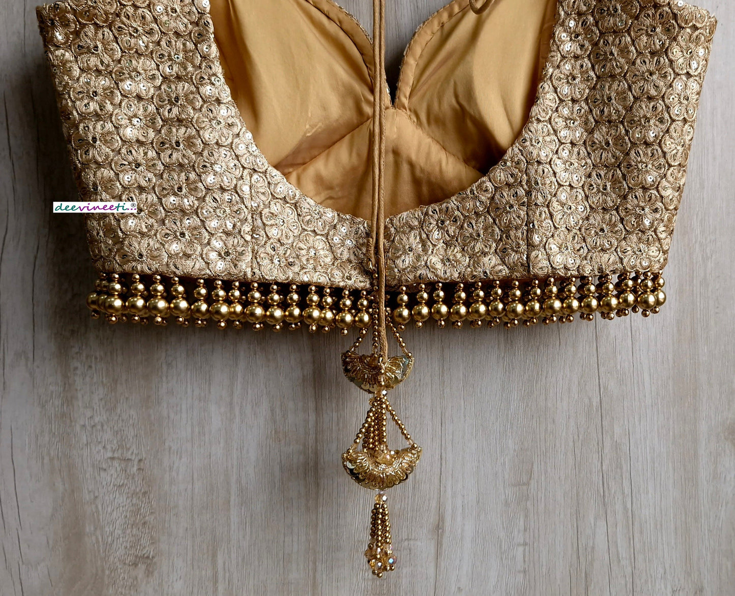 Gold Embroidered Deep Sweetheart Neck Blouse DVBL_320