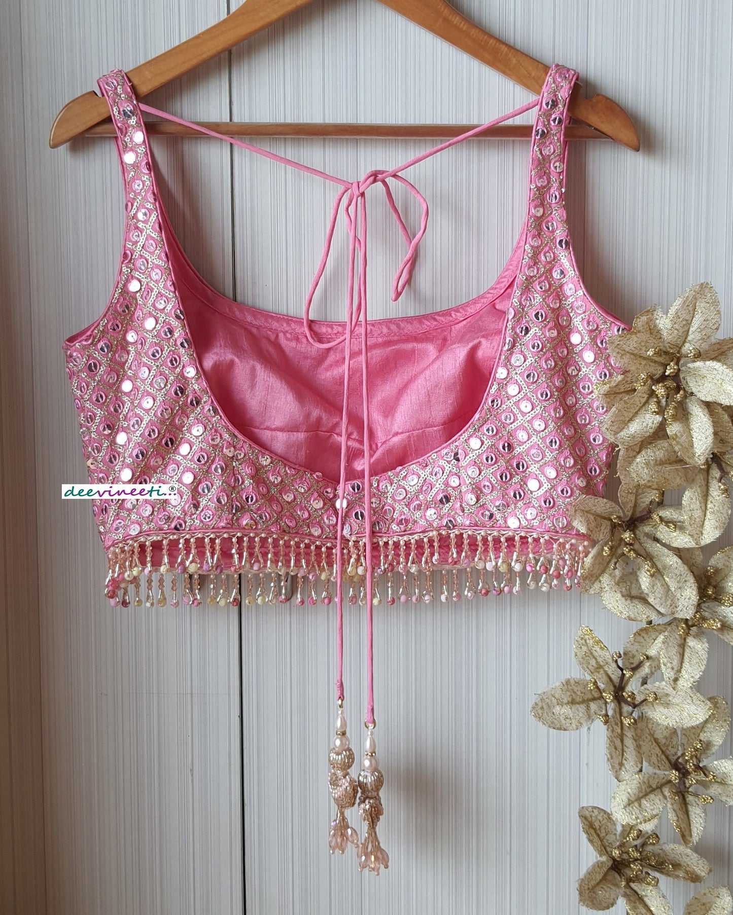 Embroidered Pink Blouse U Neck DVBL_204