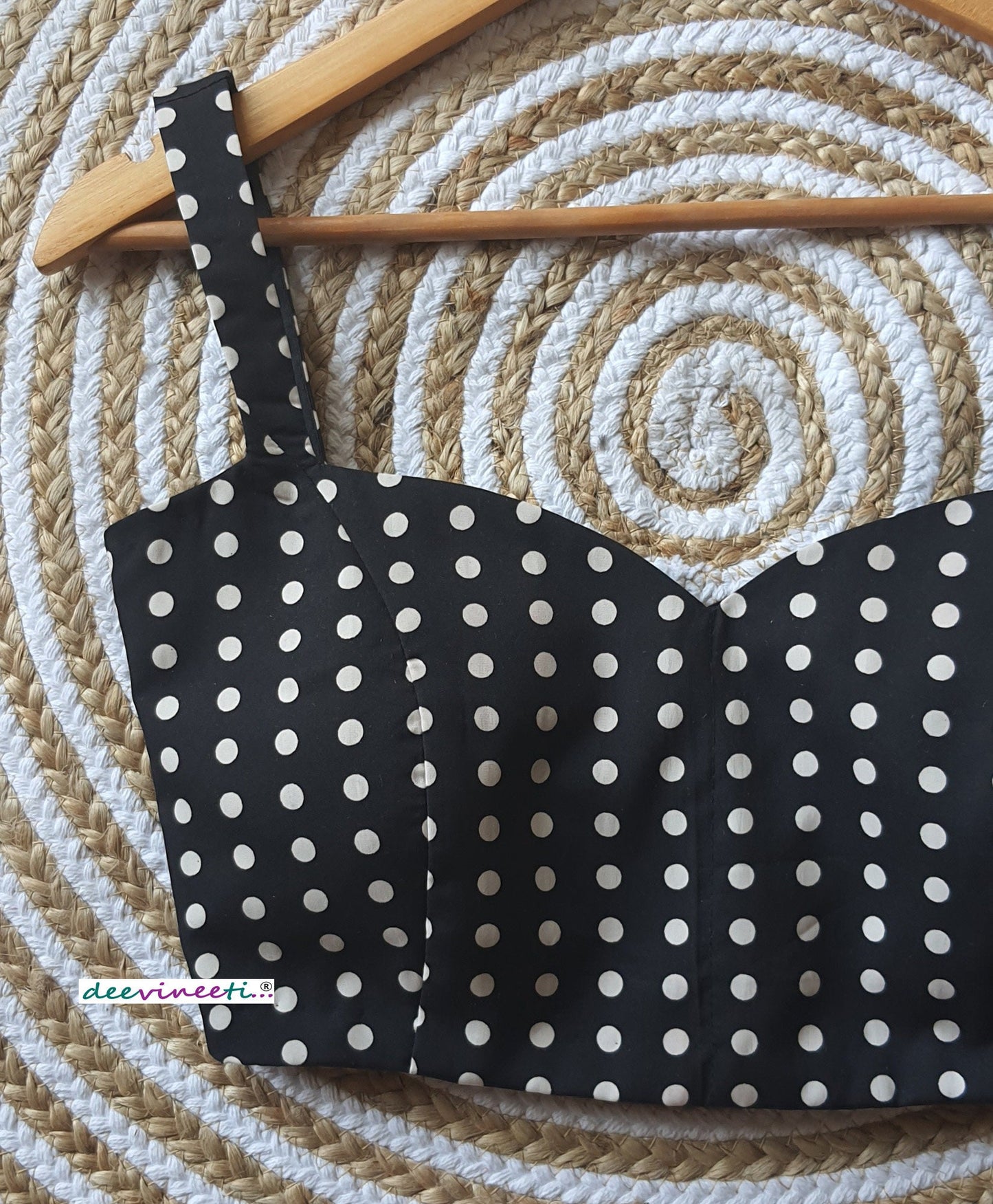 Black Polka Spaghetti Blouse DVBL_076