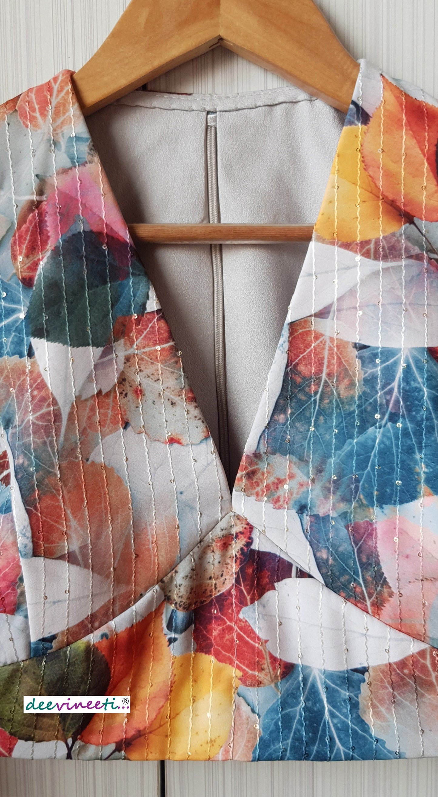 Multicolor Printed V Neck Blouse DVBL_177