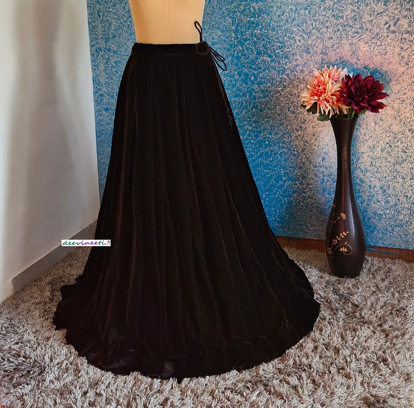 Black Velvet Lehenga Skirt DVLS_039