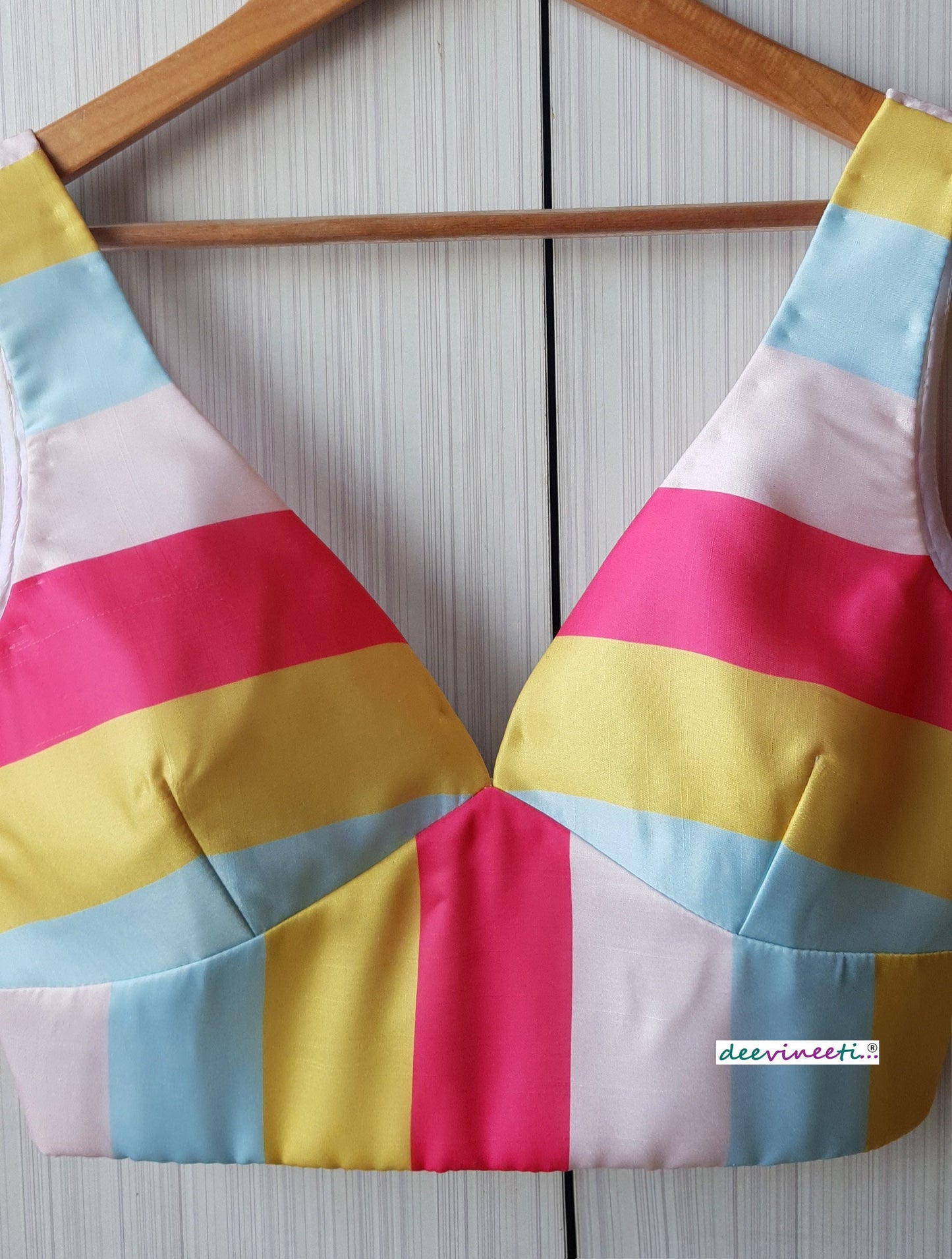 Linen Satin Multicolor Striped Blouse DVBL_158