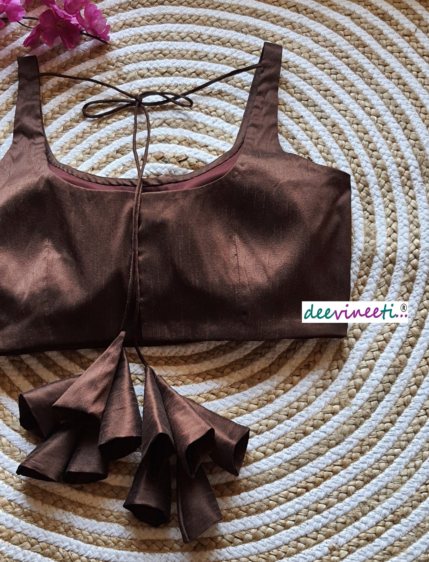 Raw Silk U Neck Solid Blouse DVBL_086