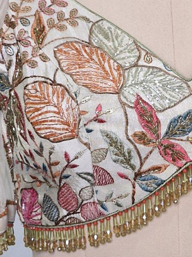Hand Embroidered Cream Tissue Silk Blouse DVBL_422