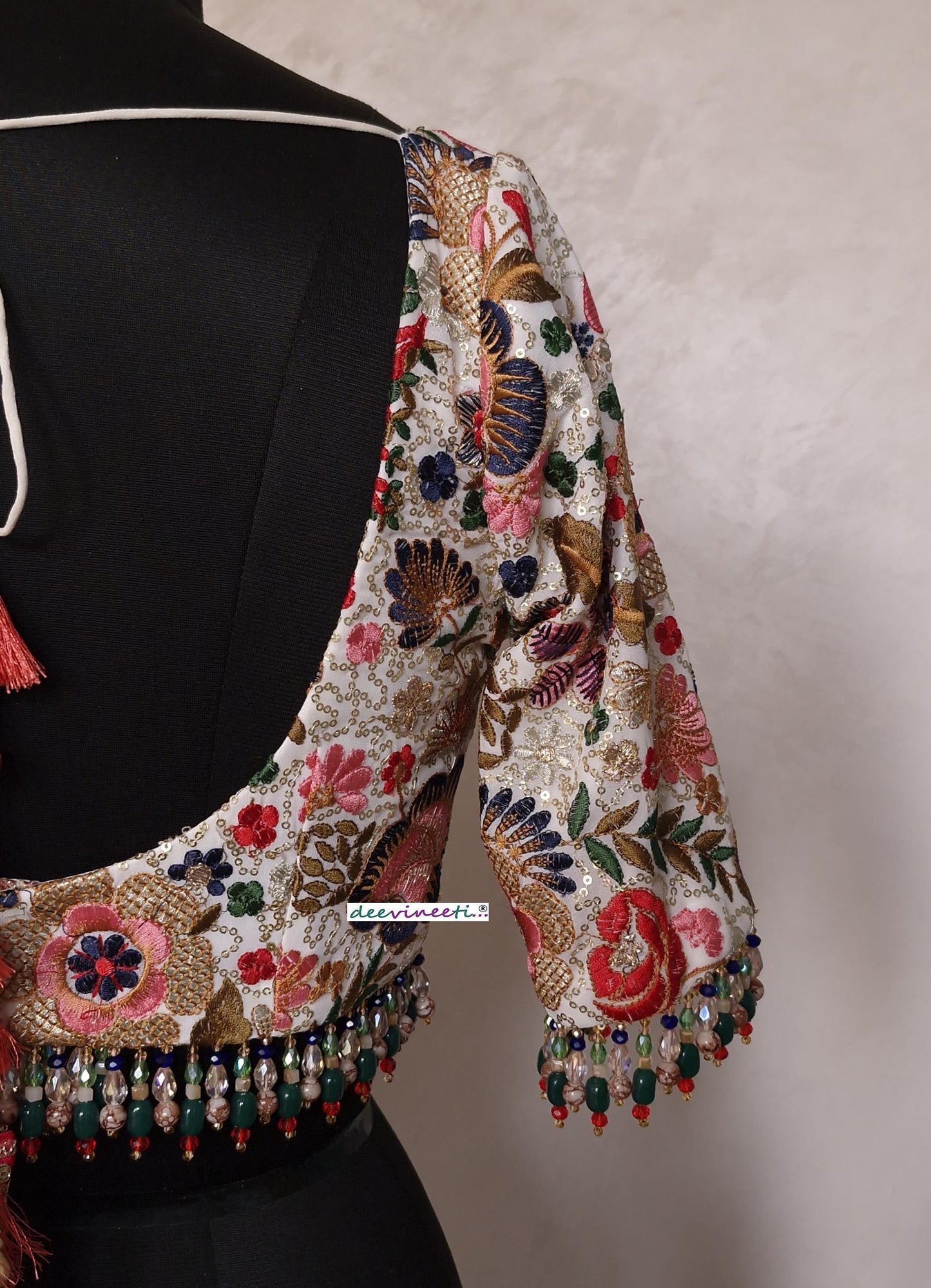 Embroidered Multicolor Sweetheart Neck DVBL_396