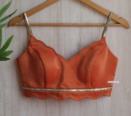 Orange Tissue Silk Spaghetti Blouse DVBL_379