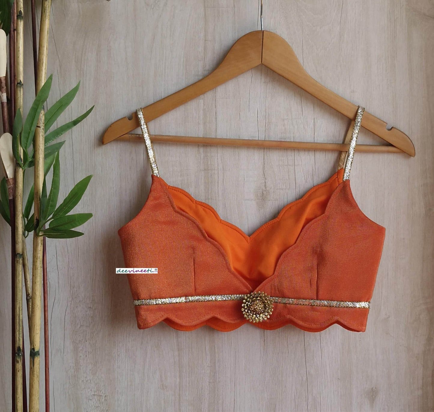 Orange Tissue Silk Spaghetti Blouse DVBL_379