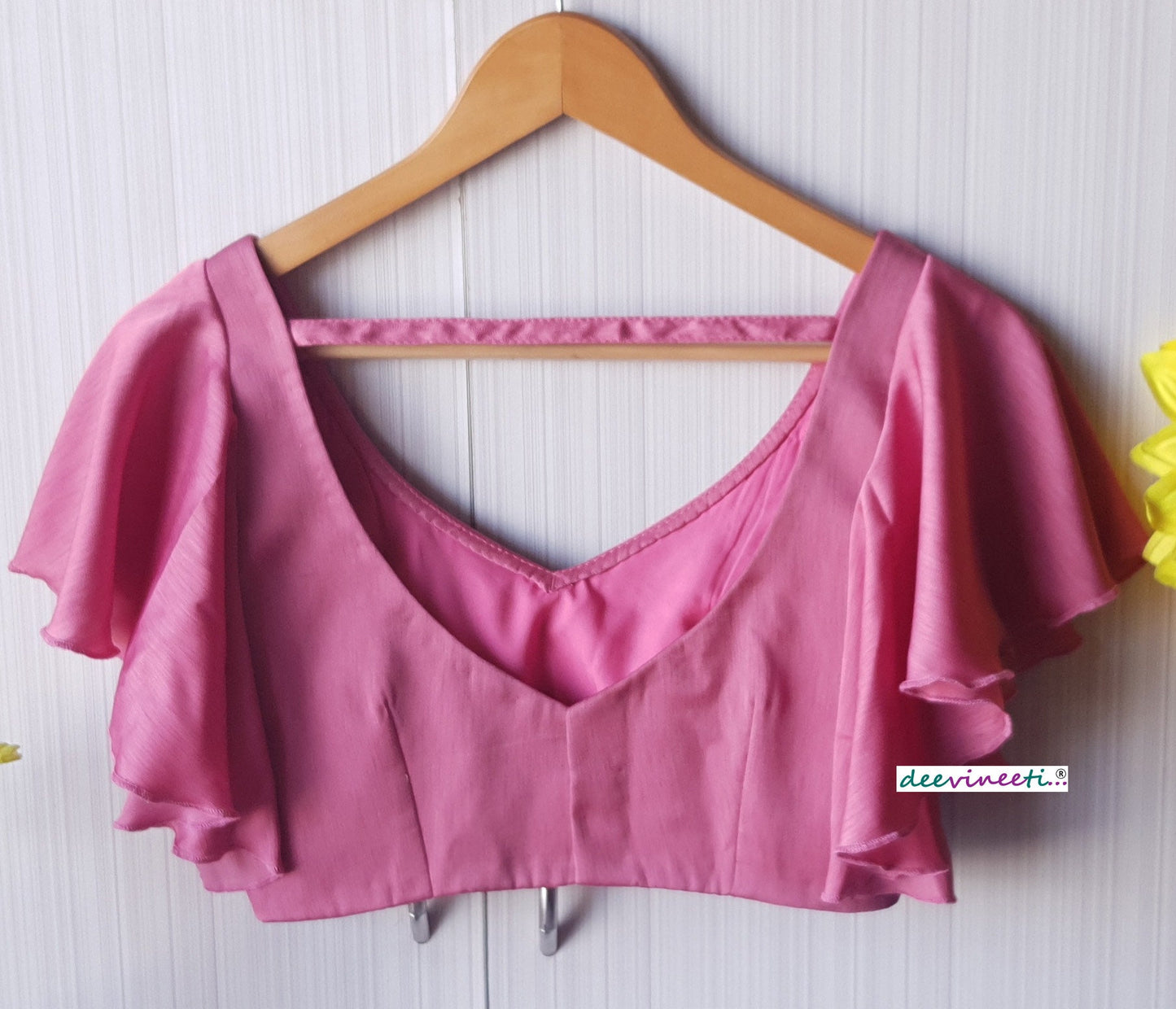 Pink Art Silk Ruffled Sleeves Blouse DVBL_105
