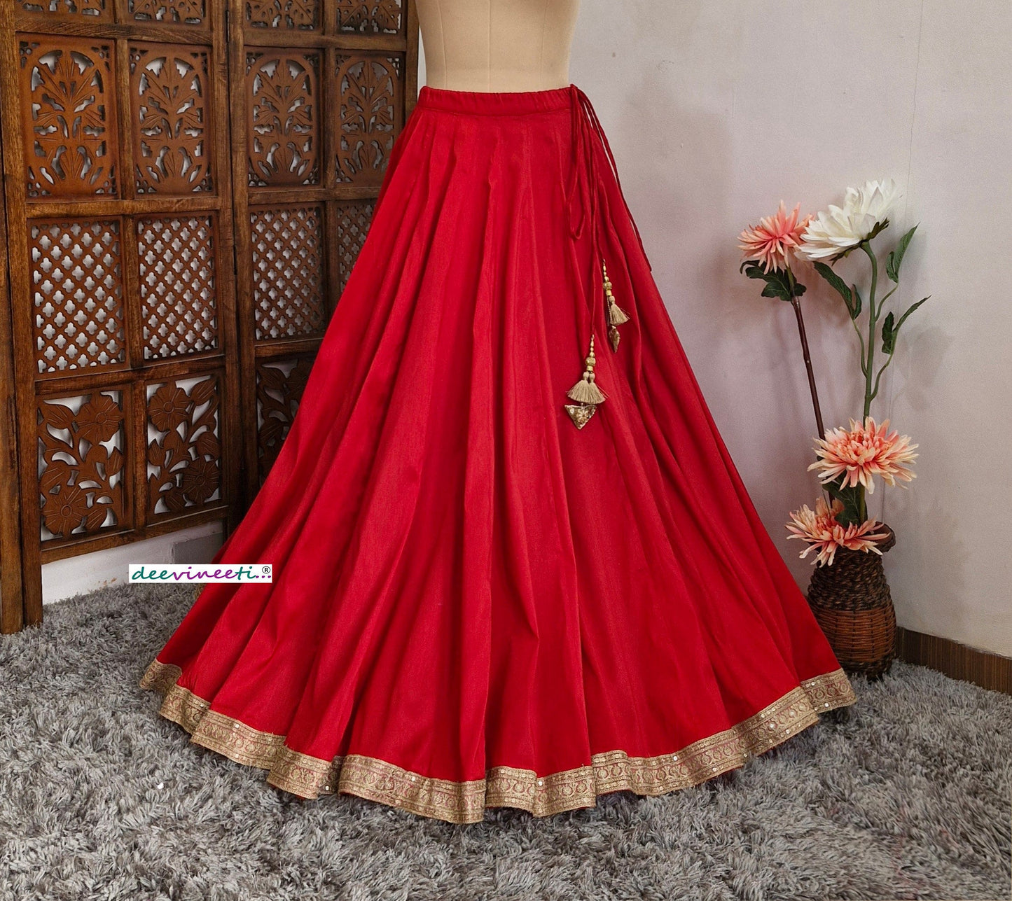 Blended Raw Silk Lehenga Skirt with Border DVLS_042