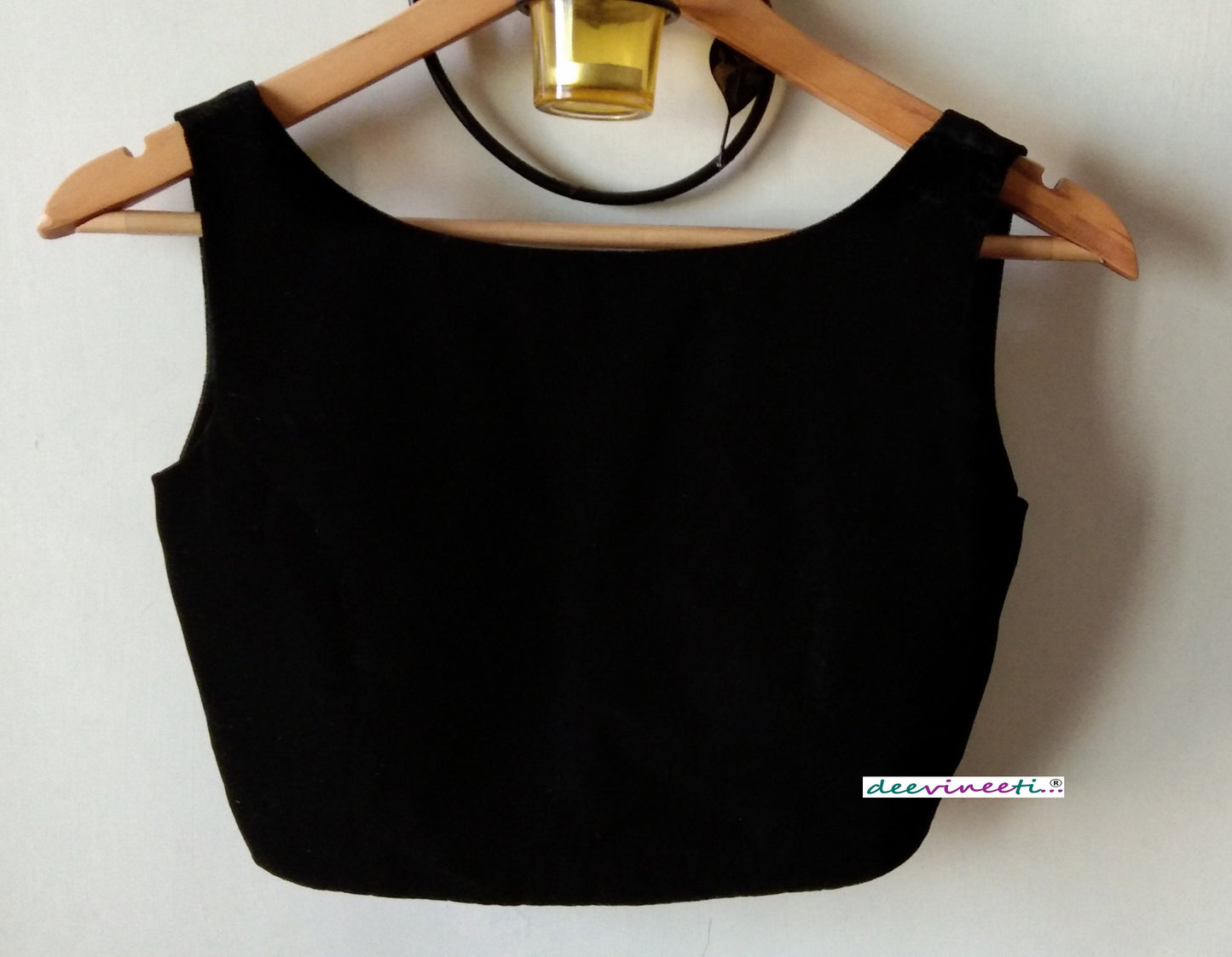Velvet Black Blouse Boat Neck DVBL_017