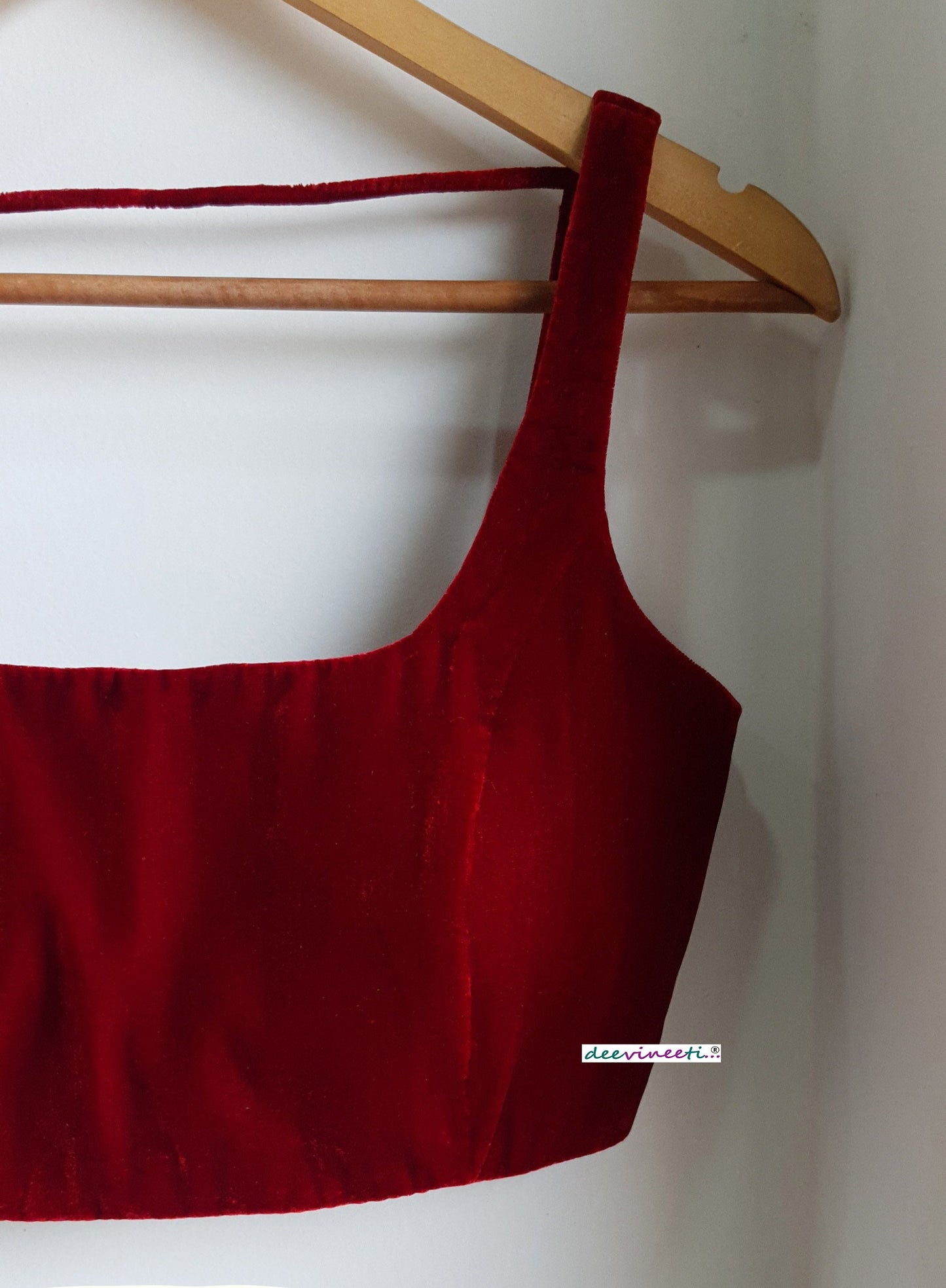 Burgundy Velvet Blouse Square Neckline Sleeveless DVBL_274