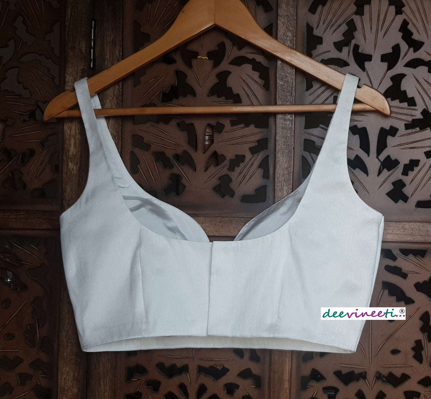Raw Silk Deep Sweetheart Neck Solid Blouse DVBL_119