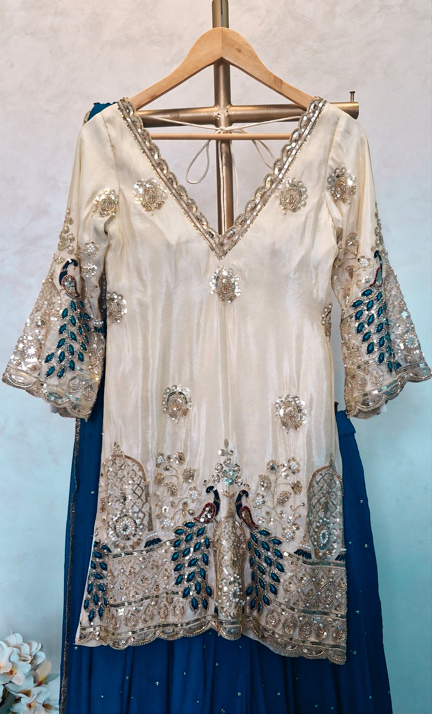 Embroidered Tissue Silk Sharara Set DVSP_014