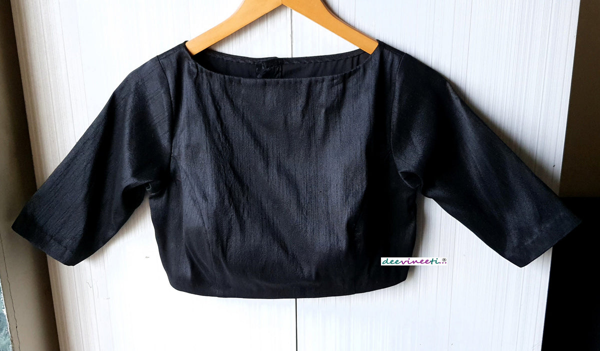 Raw Silk Blouse Boat Neck Half Sleeves DVBL_062