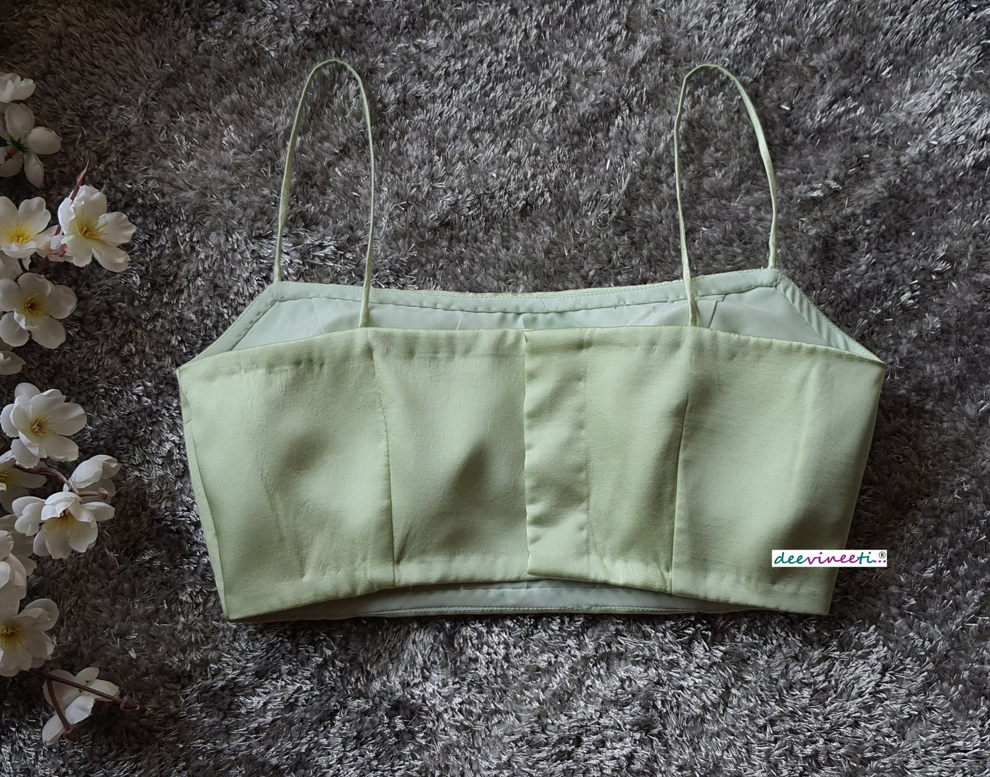 Mint Green Modal Satin Spaghetti Blouse. DVBL_093