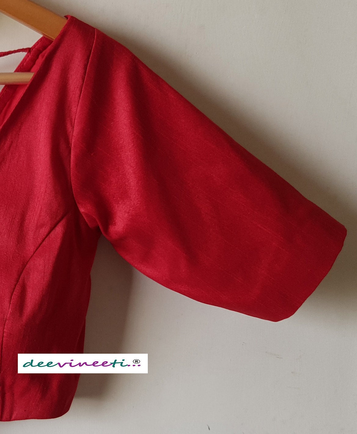 Raw Silk Blouse Boat Neck Half Sleeves DVBL_062