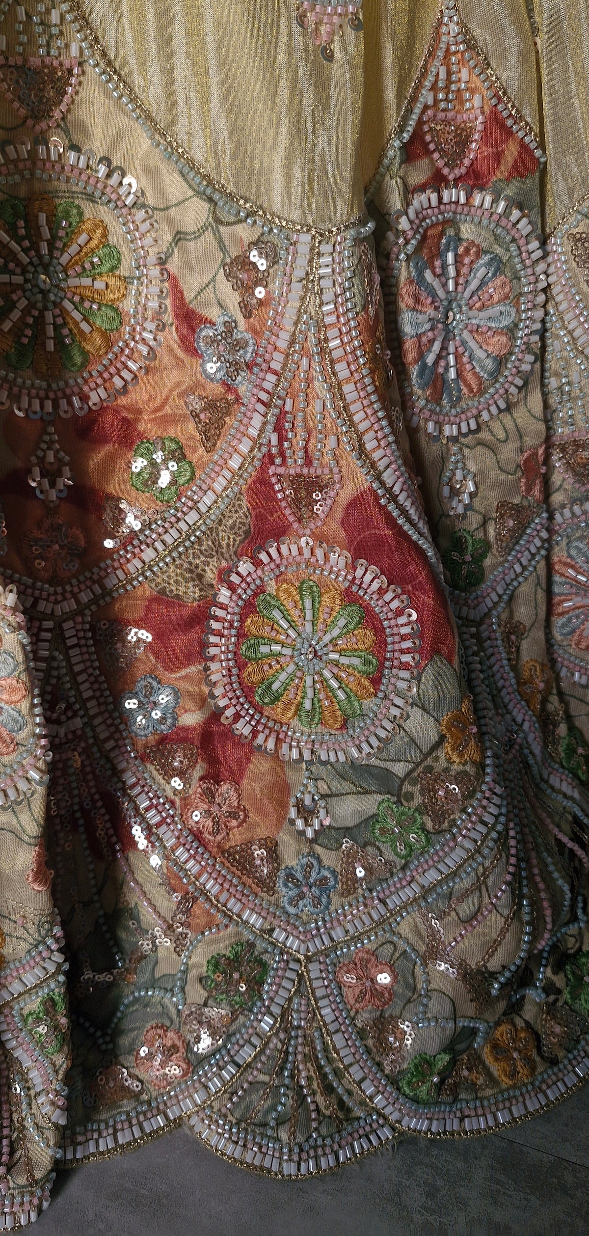 Champagne Gold Embroidered Tissue Silk Lehenga Choli DVMTD_0307