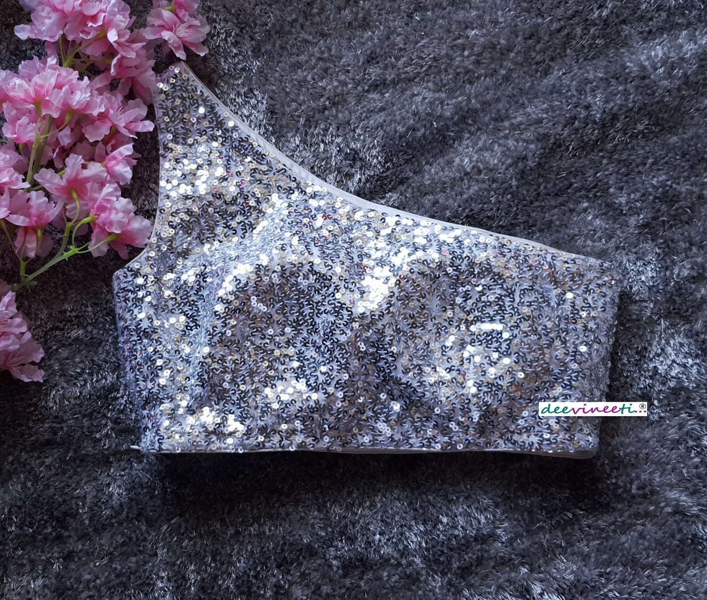Gold Sequins One Shoulder Blouse. DVBL_028
