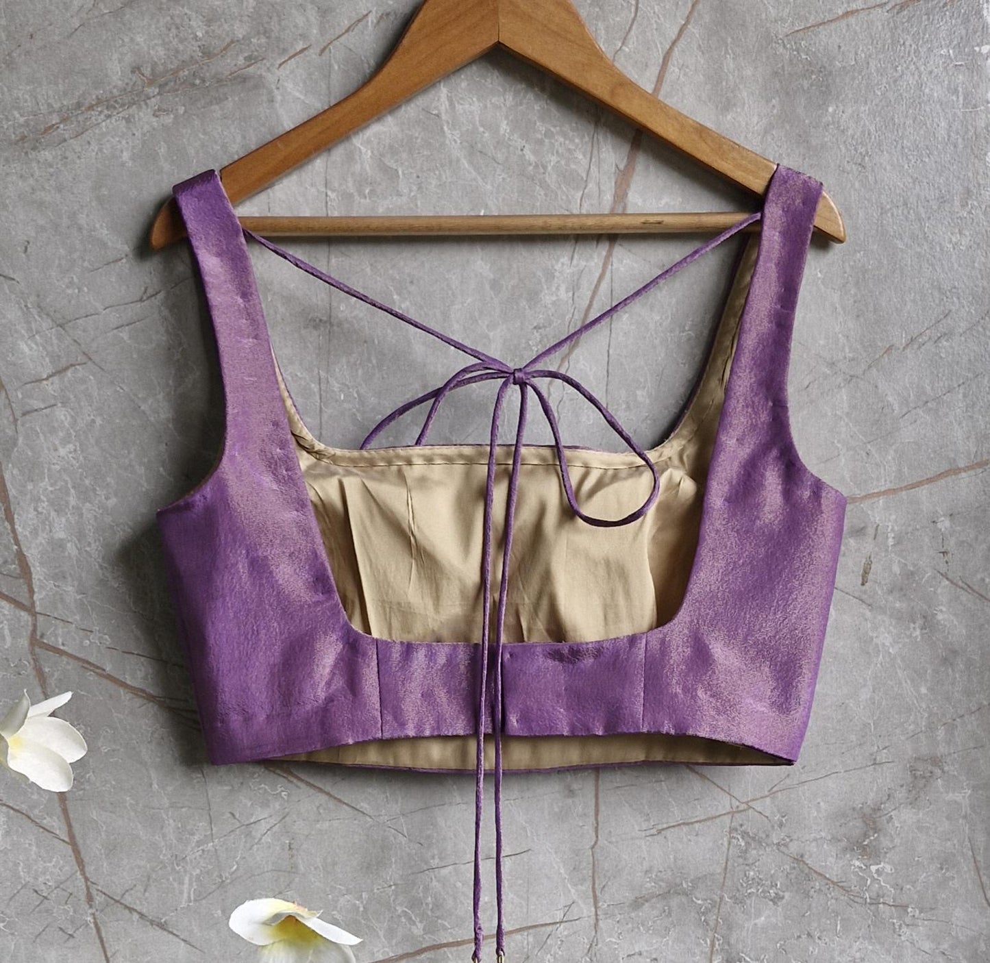 Purple Tissue Silk Square Neck Blouse DVBL_439