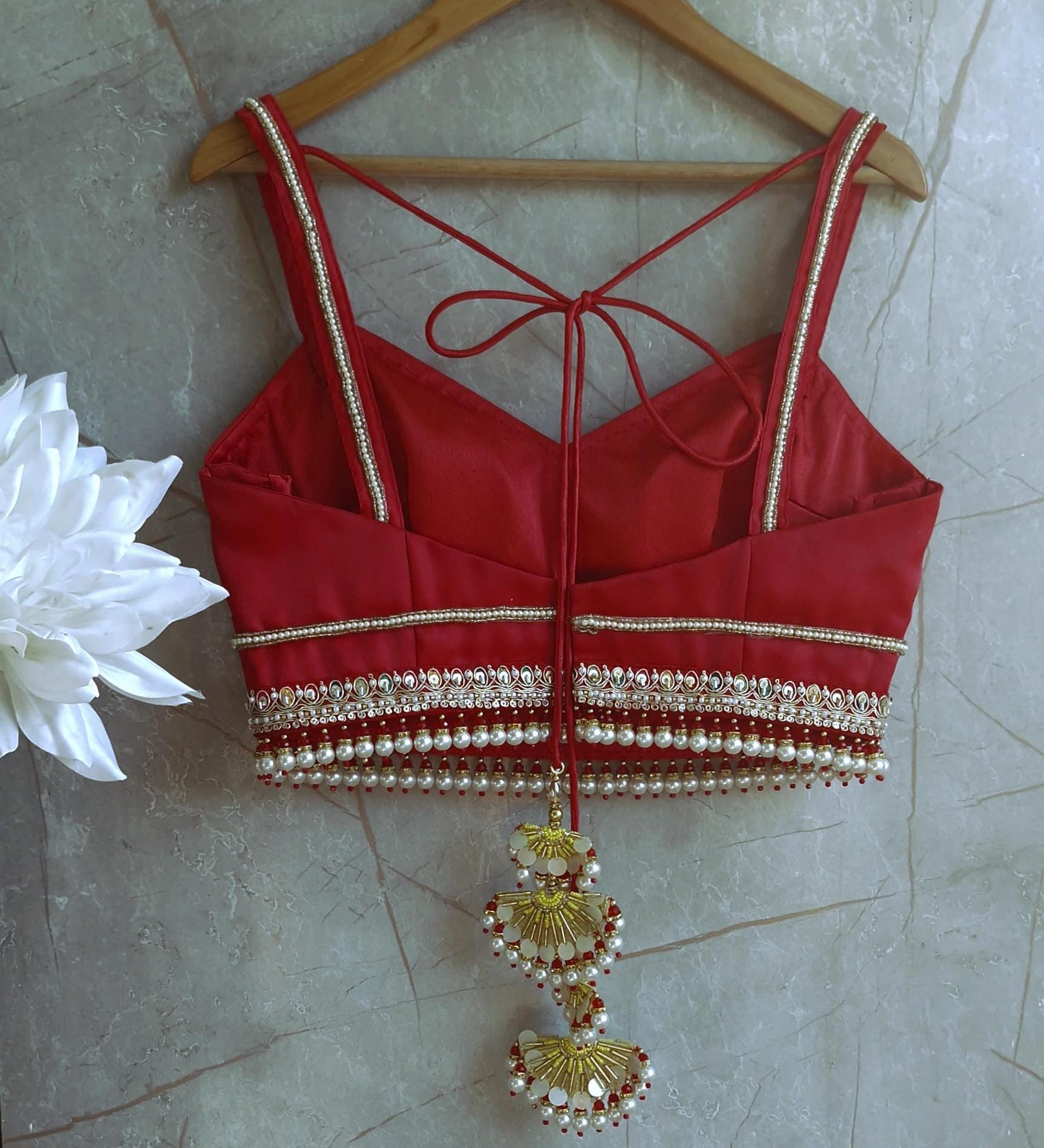 Red Organza Spaghetti Blouse DVBL_408