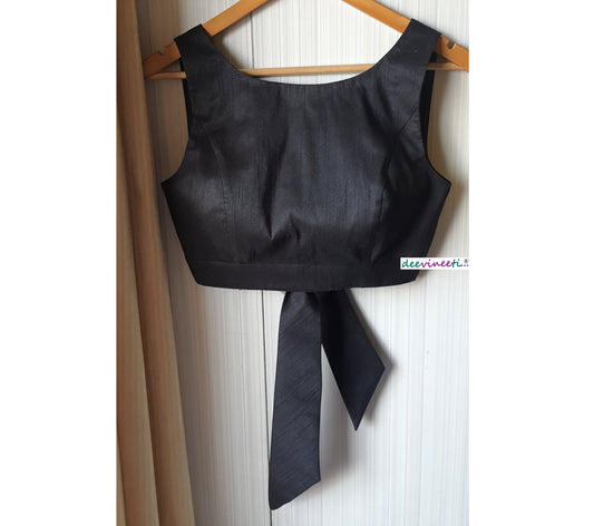 Raw Silk Boat Neck Solid Blouse DVBL_101