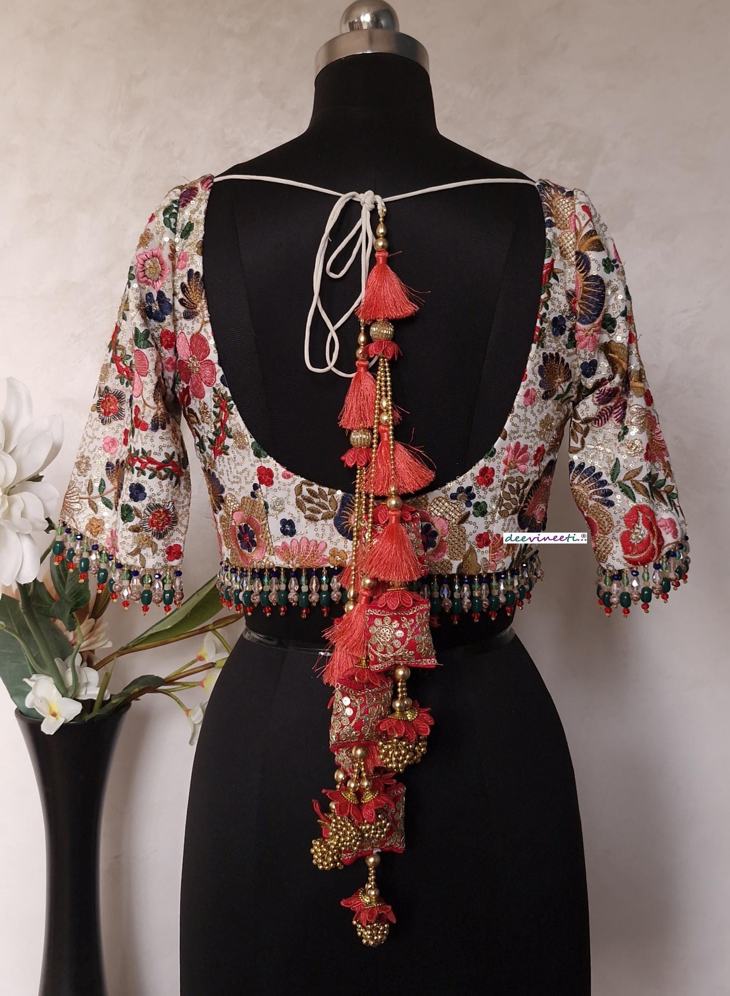 Embroidered Multicolor Sweetheart Neck DVBL_396