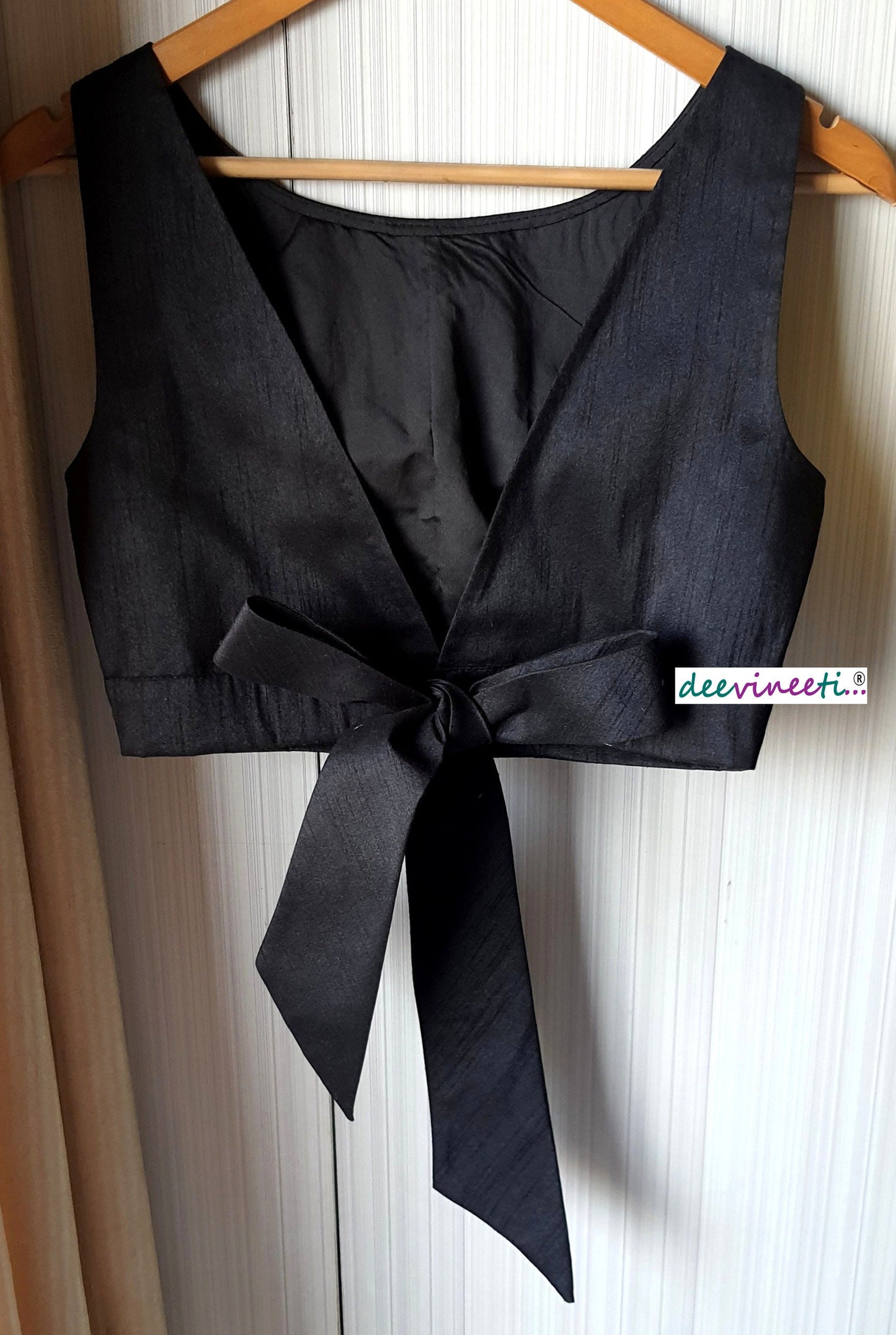 Raw Silk Boat Neck Solid Blouse DVBL_101