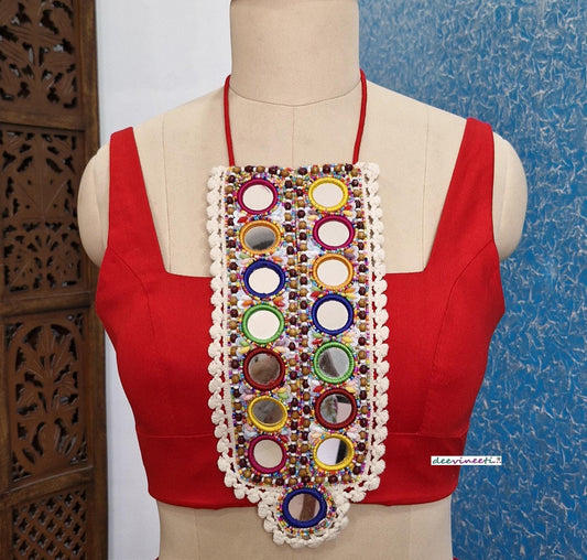 Red Cotton Mirror Embroidered Dandiya Blouse DVBL_376