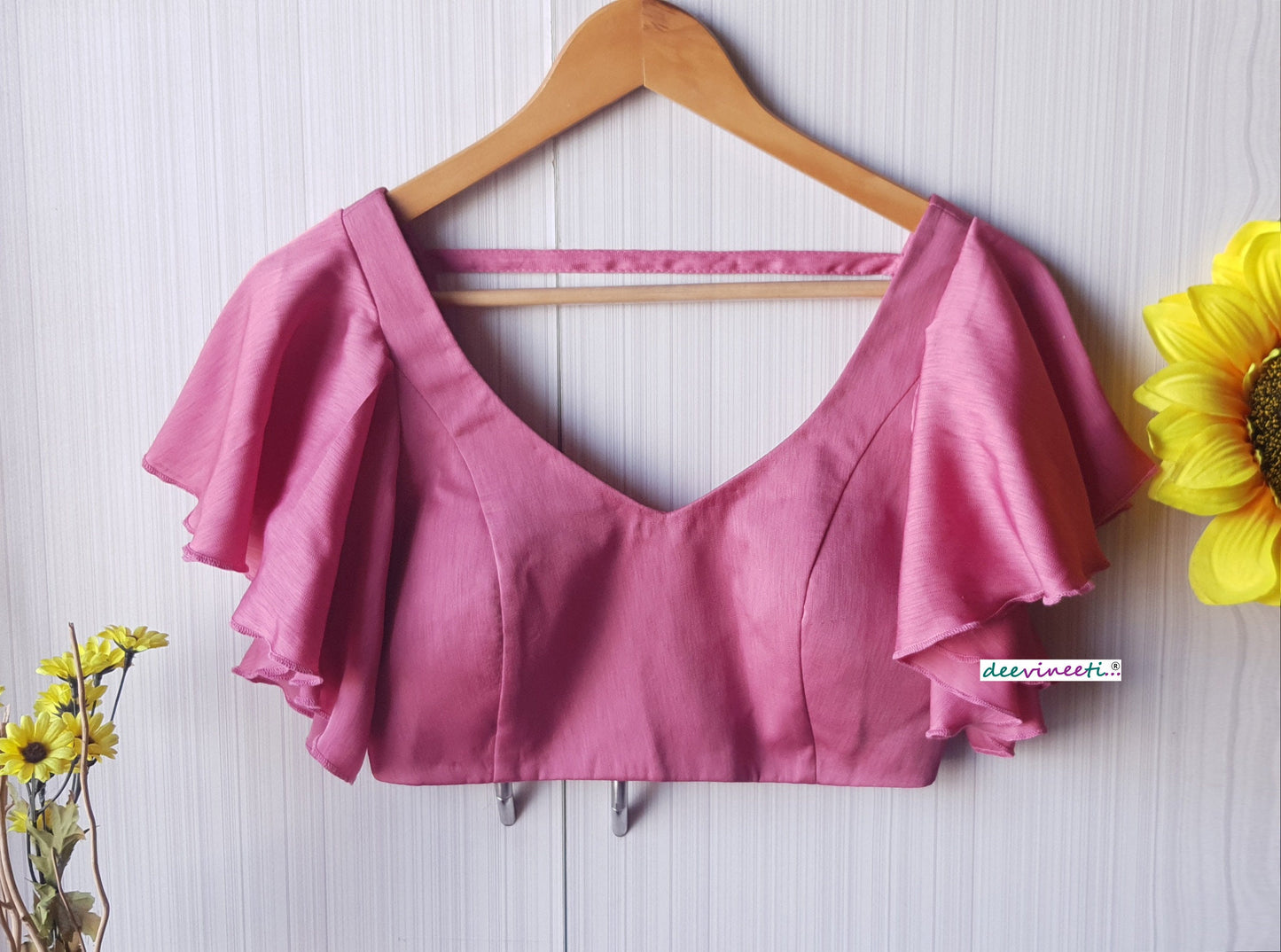 Pink Art Silk Ruffled Sleeves Blouse DVBL_105