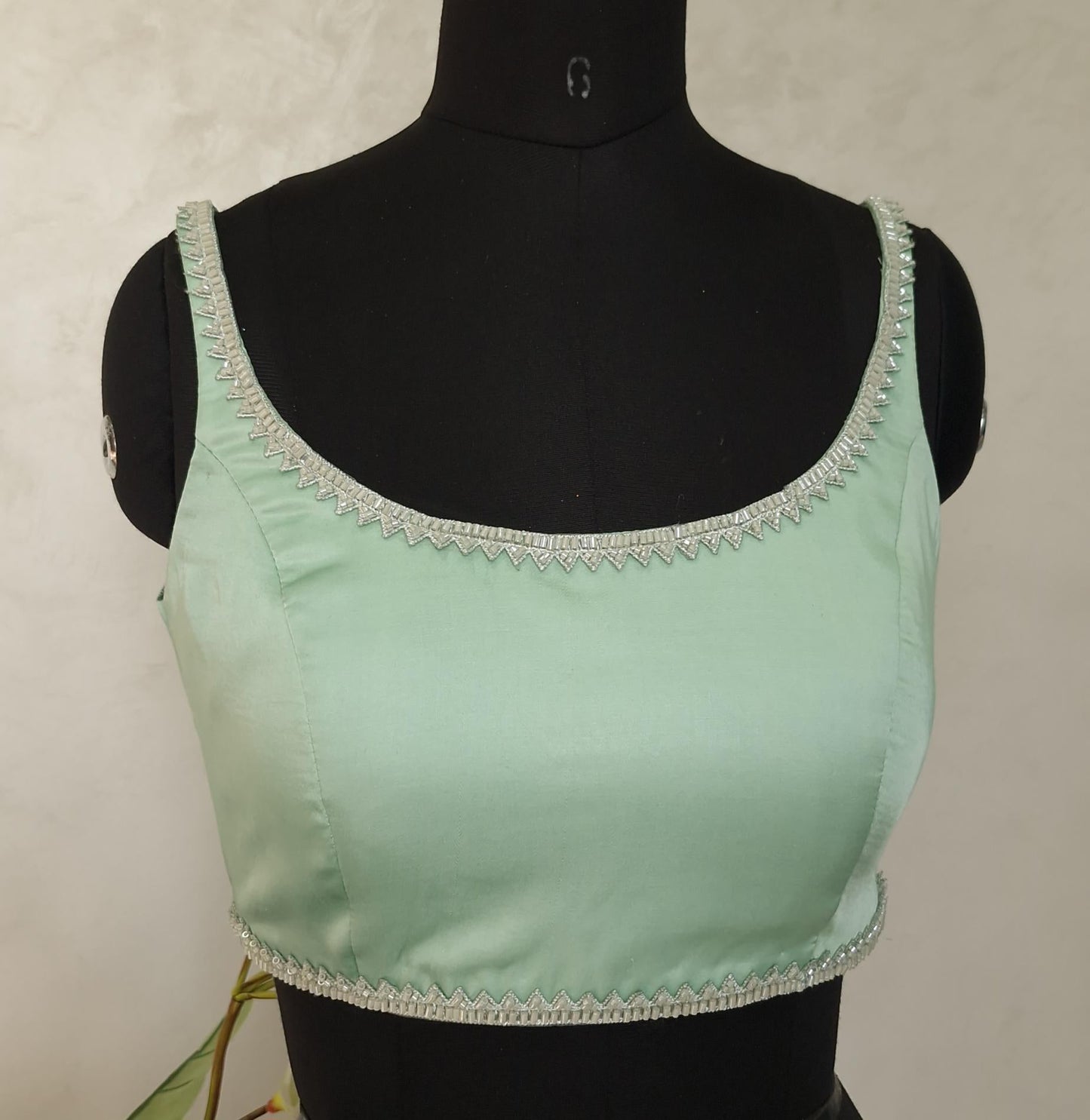 Mint Green Modal Satin Sleeveless Blouse DVBL_406